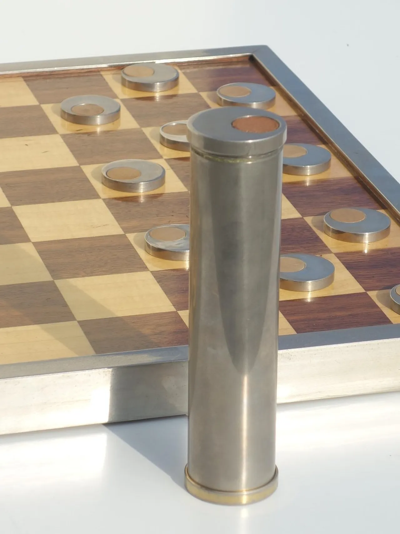 Tavolo da gioco in ottone e metallo cromato, anni '70 2