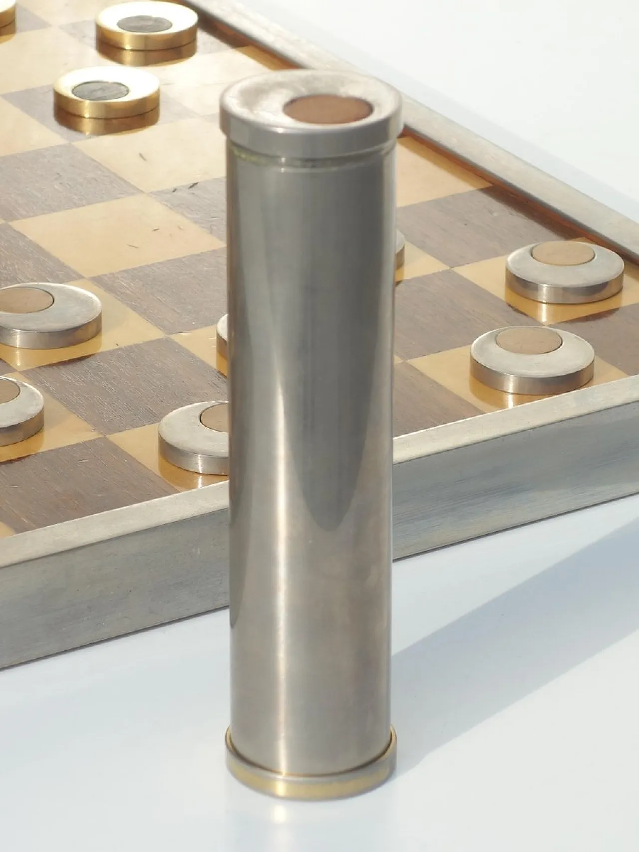 Tavolo da gioco in ottone e metallo cromato, anni '70 6