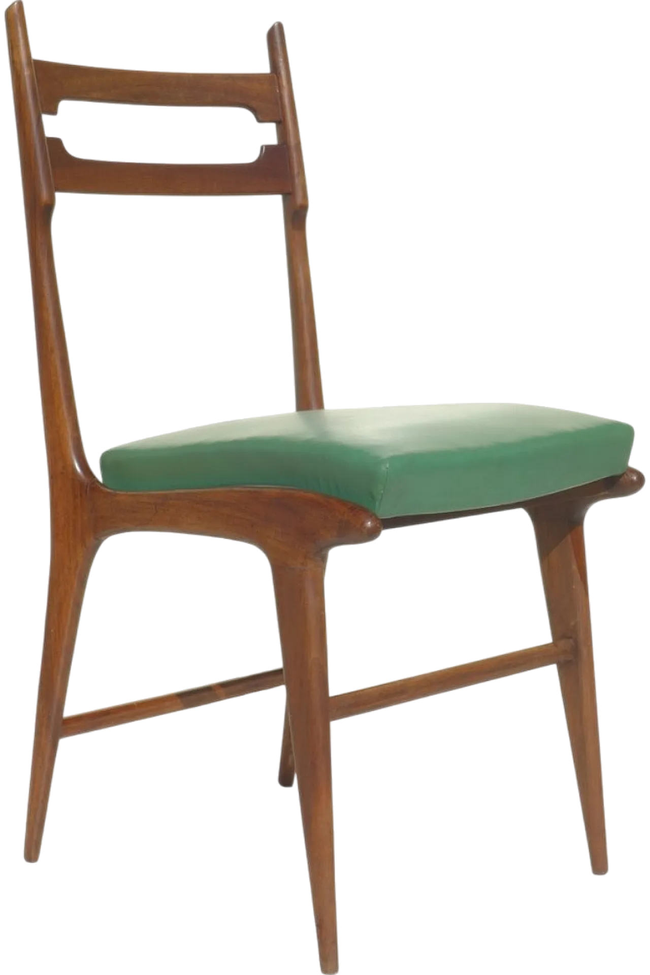 6 Sedie Mid-Century in legno e pelle, anni '50 11