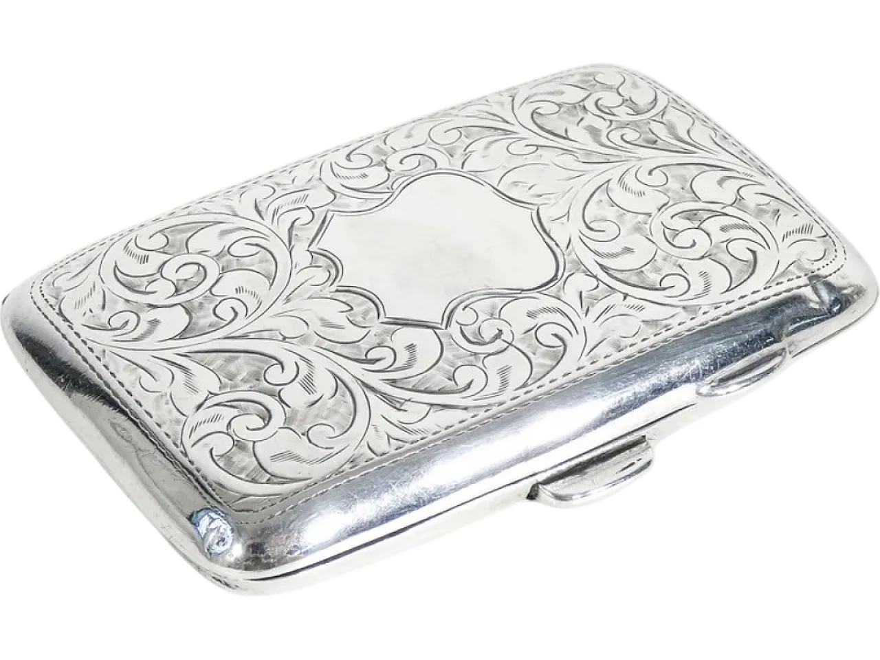 Chiselled sterling silver cigarette case, 1910s 11
