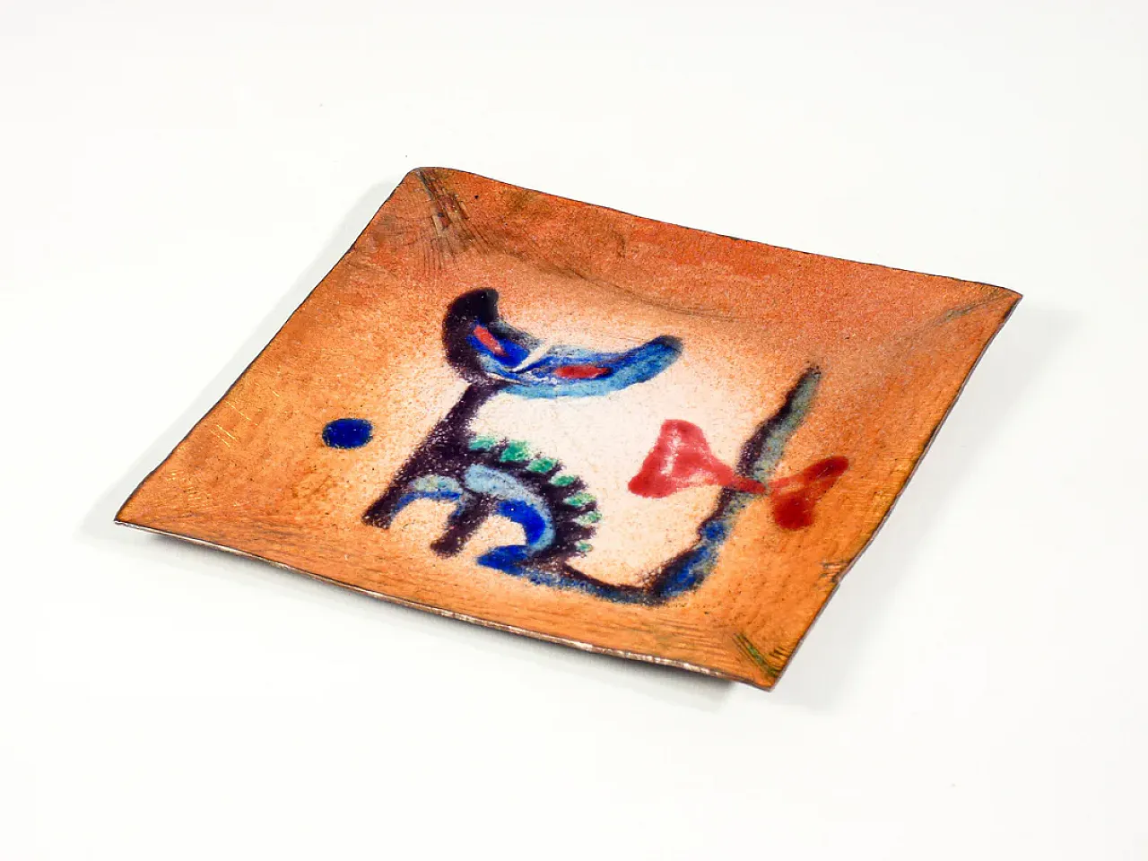 Piattino in rame e smalti policromi, anni '50 5