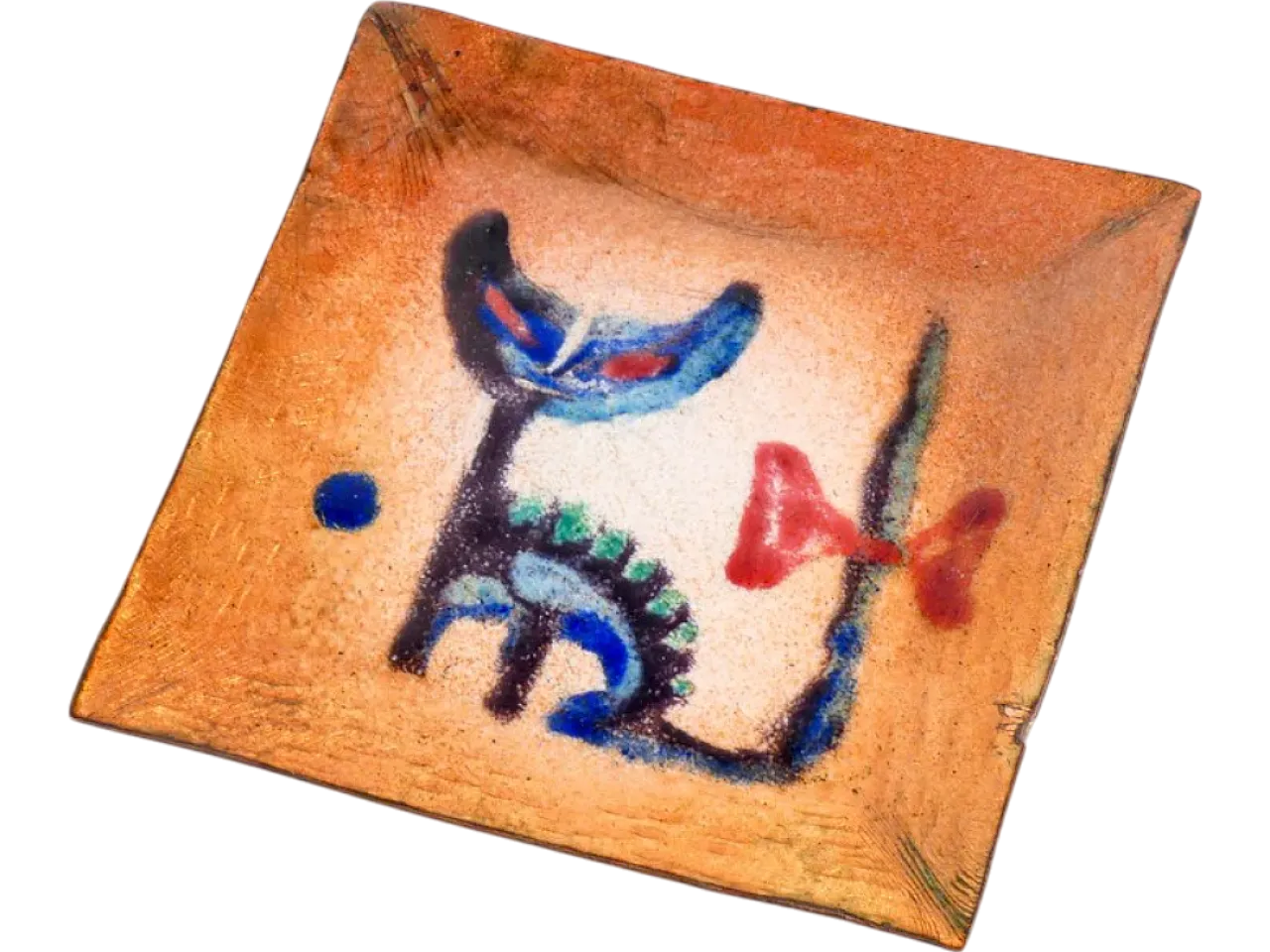 Piattino in rame e smalti policromi, anni '50 7