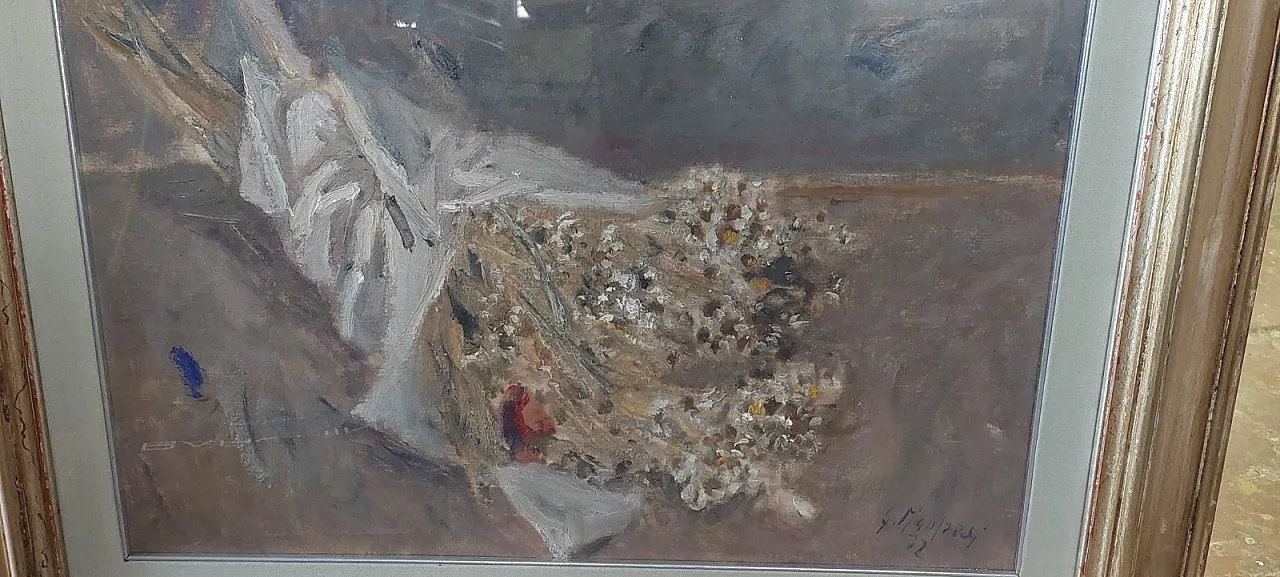 Still Life by Giuseppe Manfredi, oil on cardboard, 20th century 4