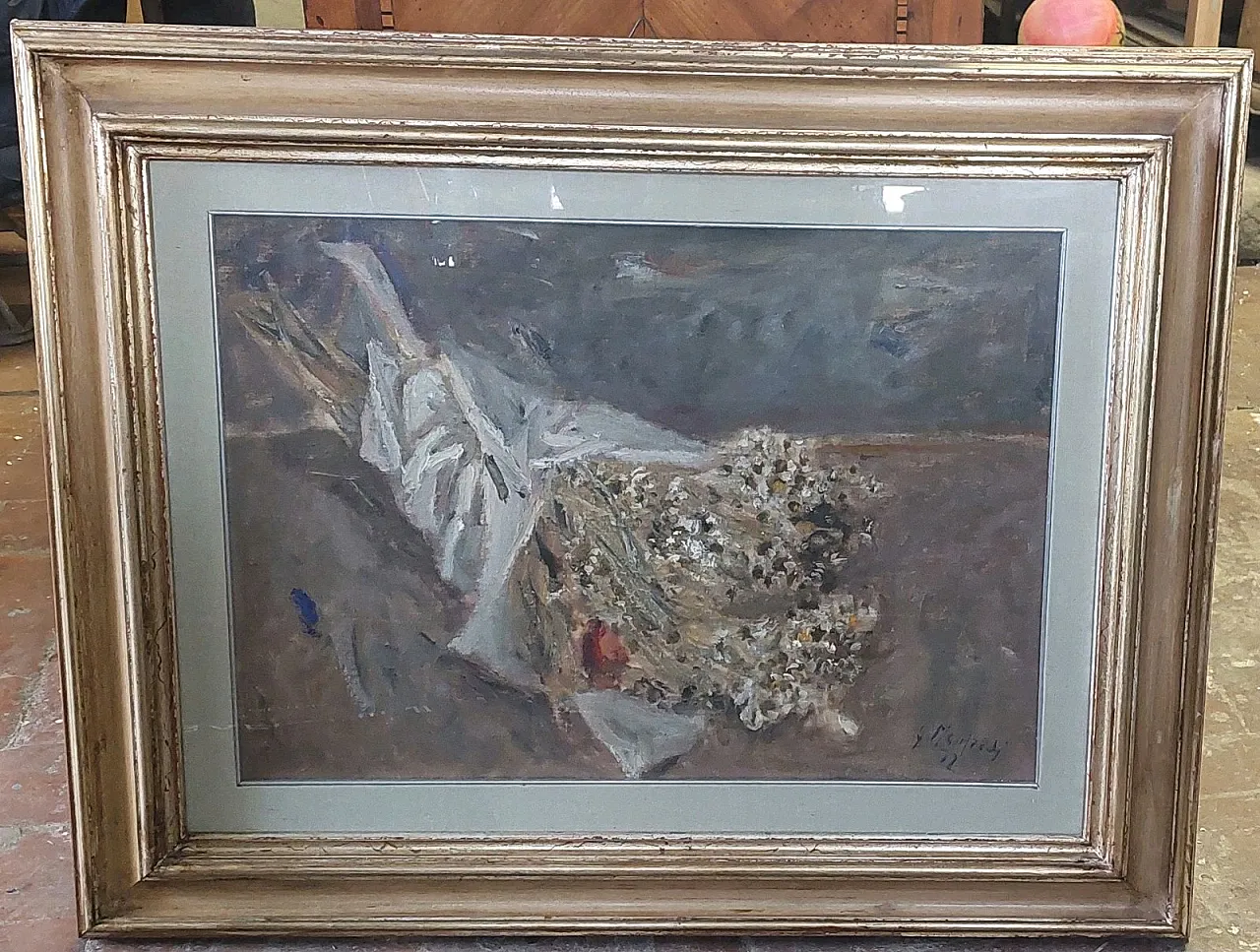 Still Life by Giuseppe Manfredi, oil on cardboard, 20th century 11