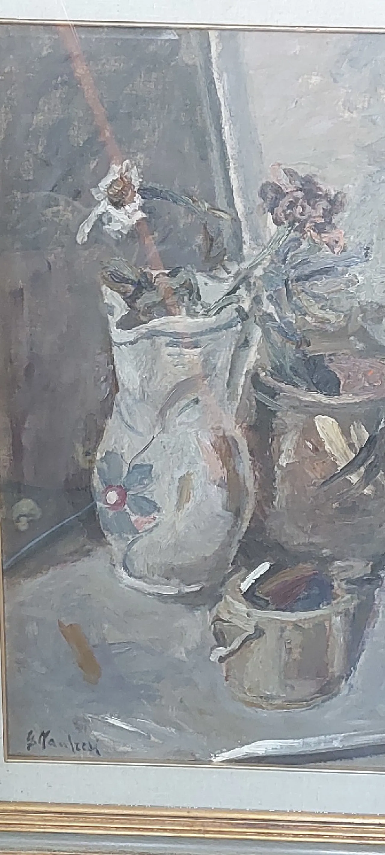 Brocche con fiori di Giuseppe Manfredi, olio su cartone, '900 2