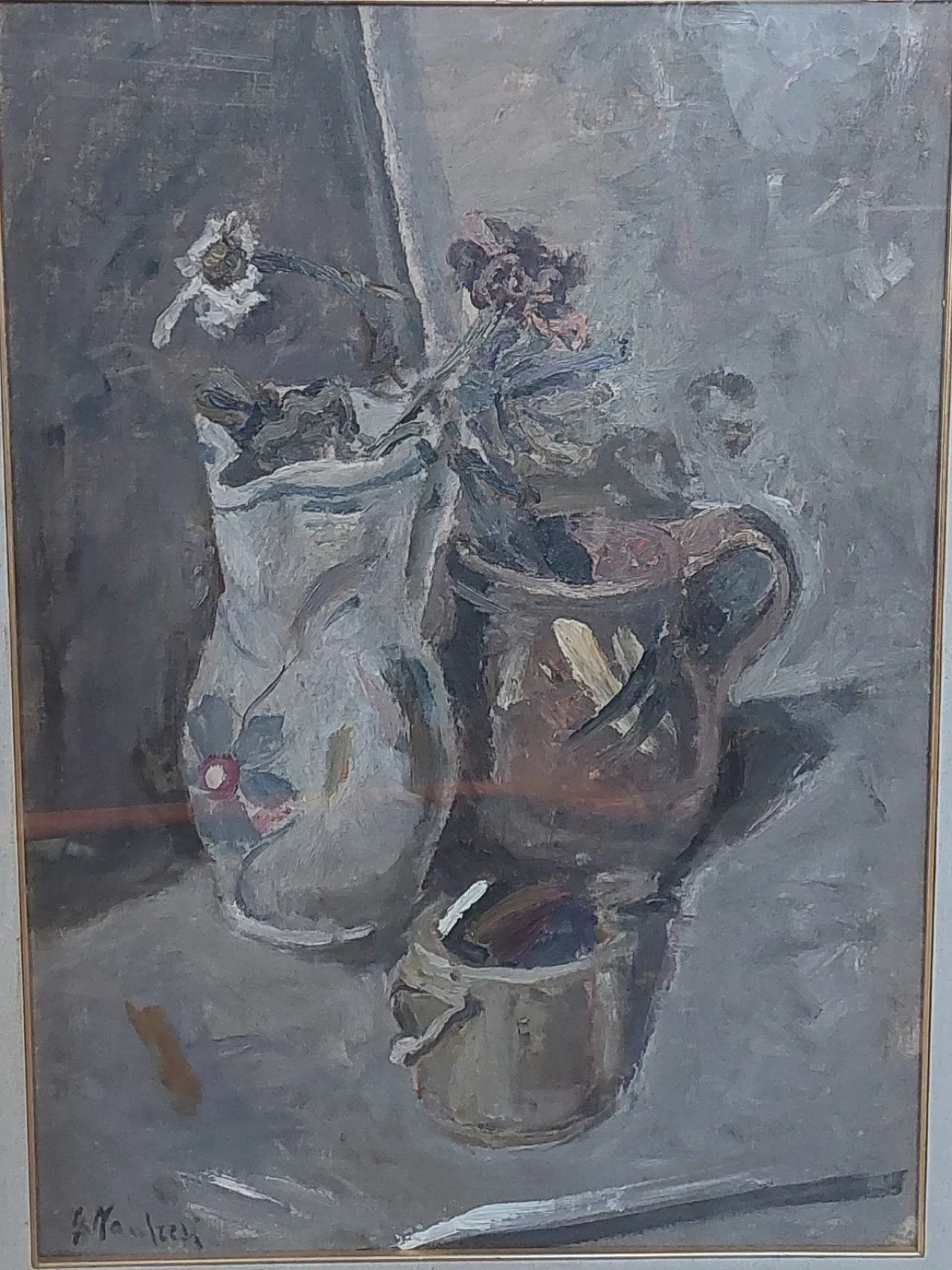 Brocche con fiori di Giuseppe Manfredi, olio su cartone, '900 6