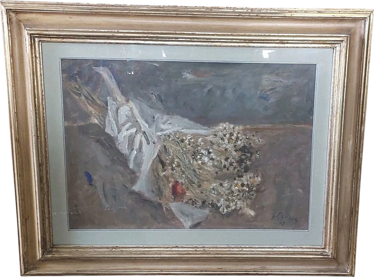 Still Life by Giuseppe Manfredi, oil on cardboard, 20th century 12