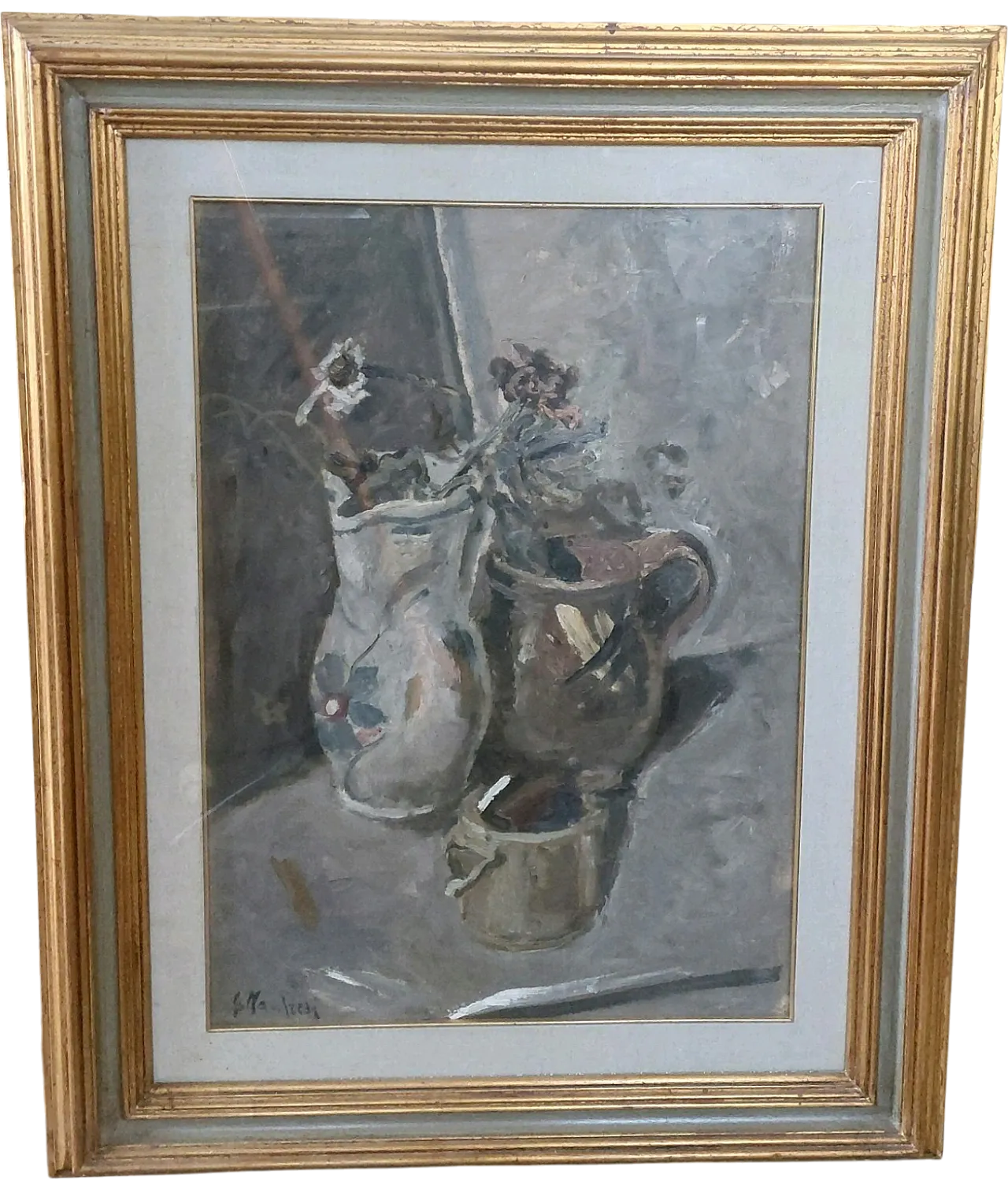 Brocche con fiori di Giuseppe Manfredi, olio su cartone, '900 14