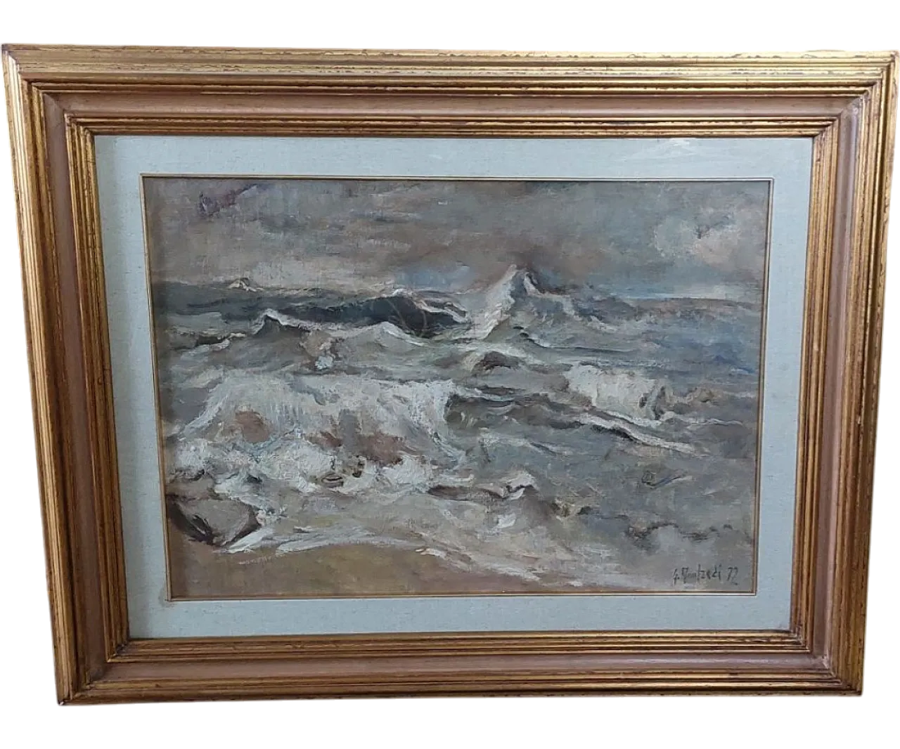 Marina by Giuseppe Manfredi, oil on cardboard, 1900s 14