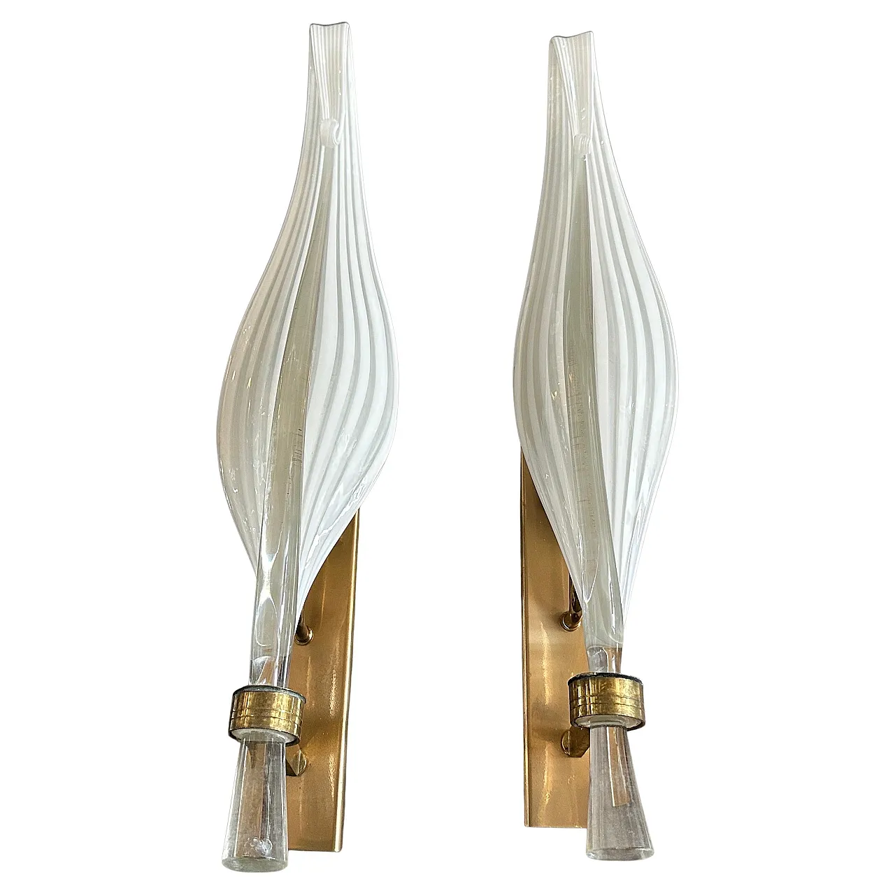 Pair of Murano glass wall sconces by Franco Luce, 1970s 1