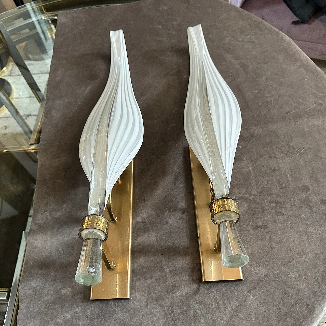Pair of Murano glass wall sconces by Franco Luce, 1970s 2