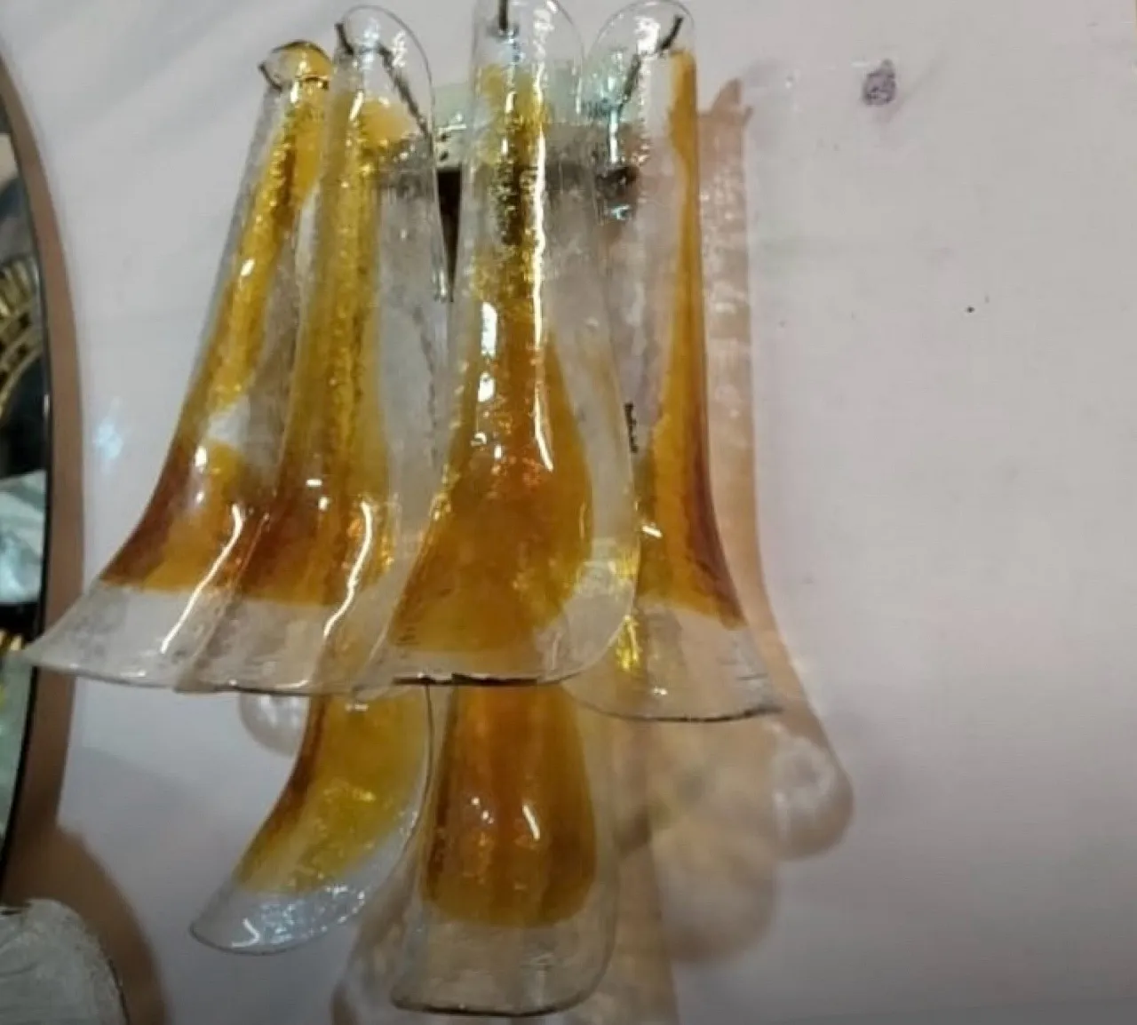 Pair of Murano glass petal wall lamps, 1970s 2