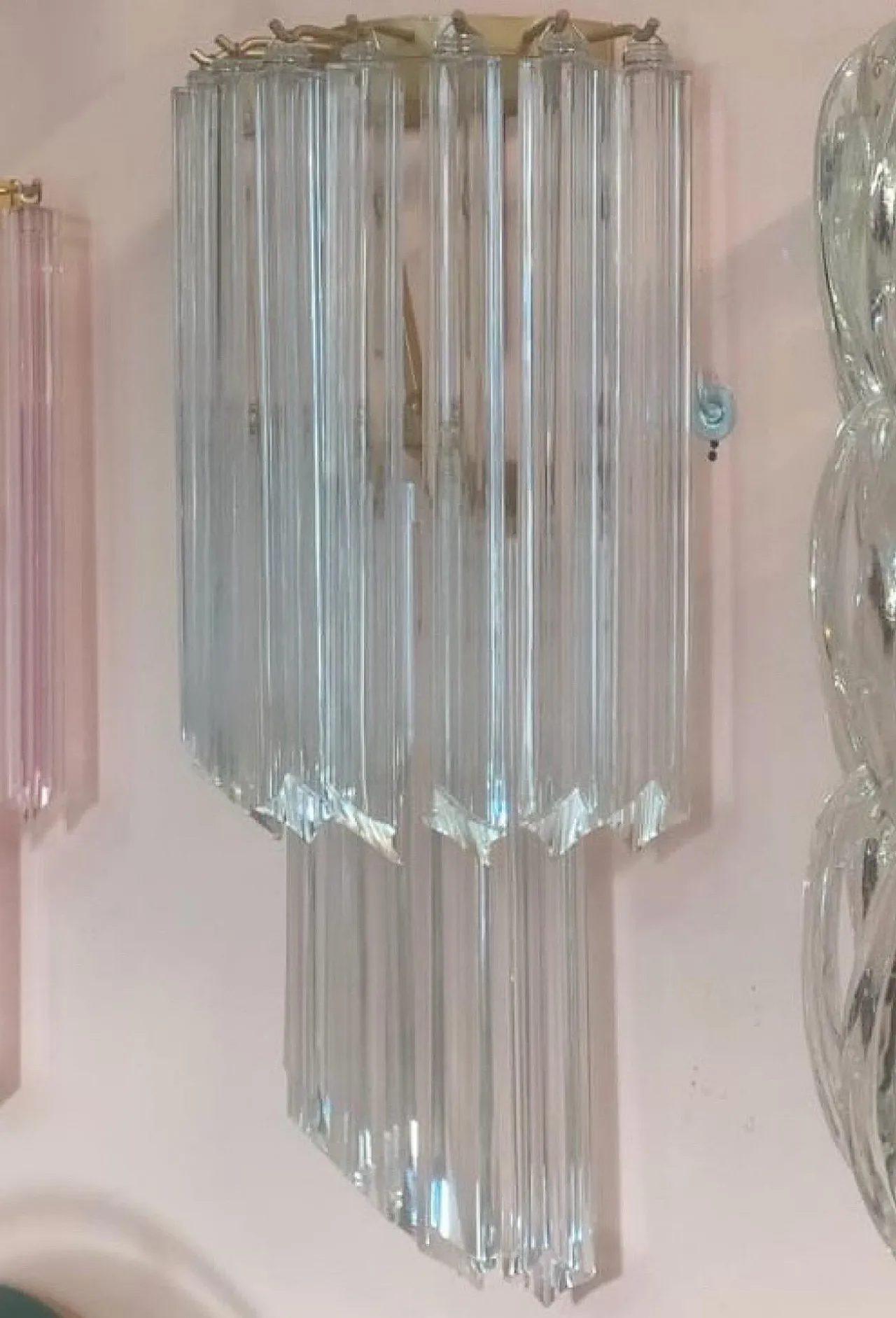 Pair of Murano glass wall sconces by Venini, 1970s 3