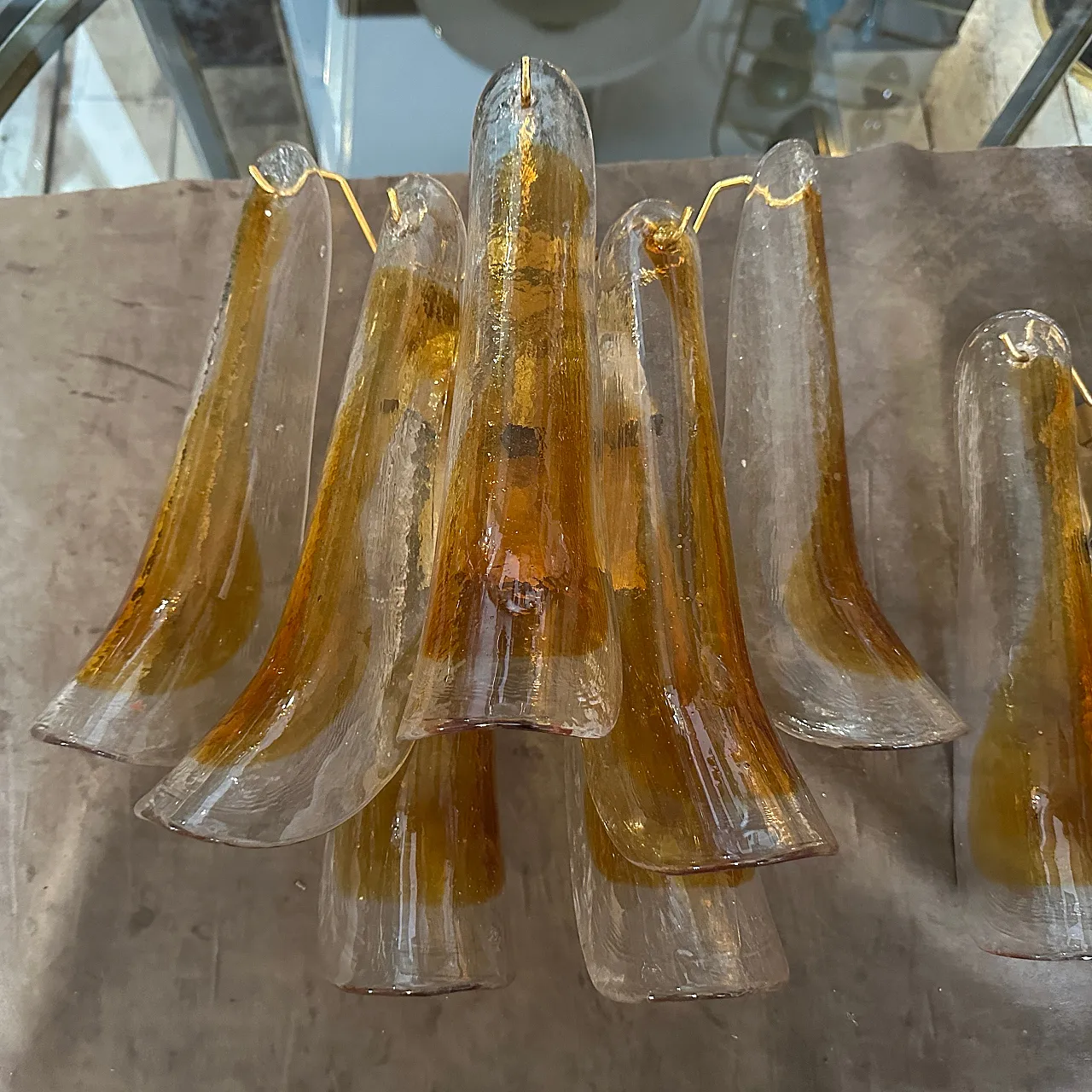 Pair of Murano glass petal wall lamps, 1970s 4