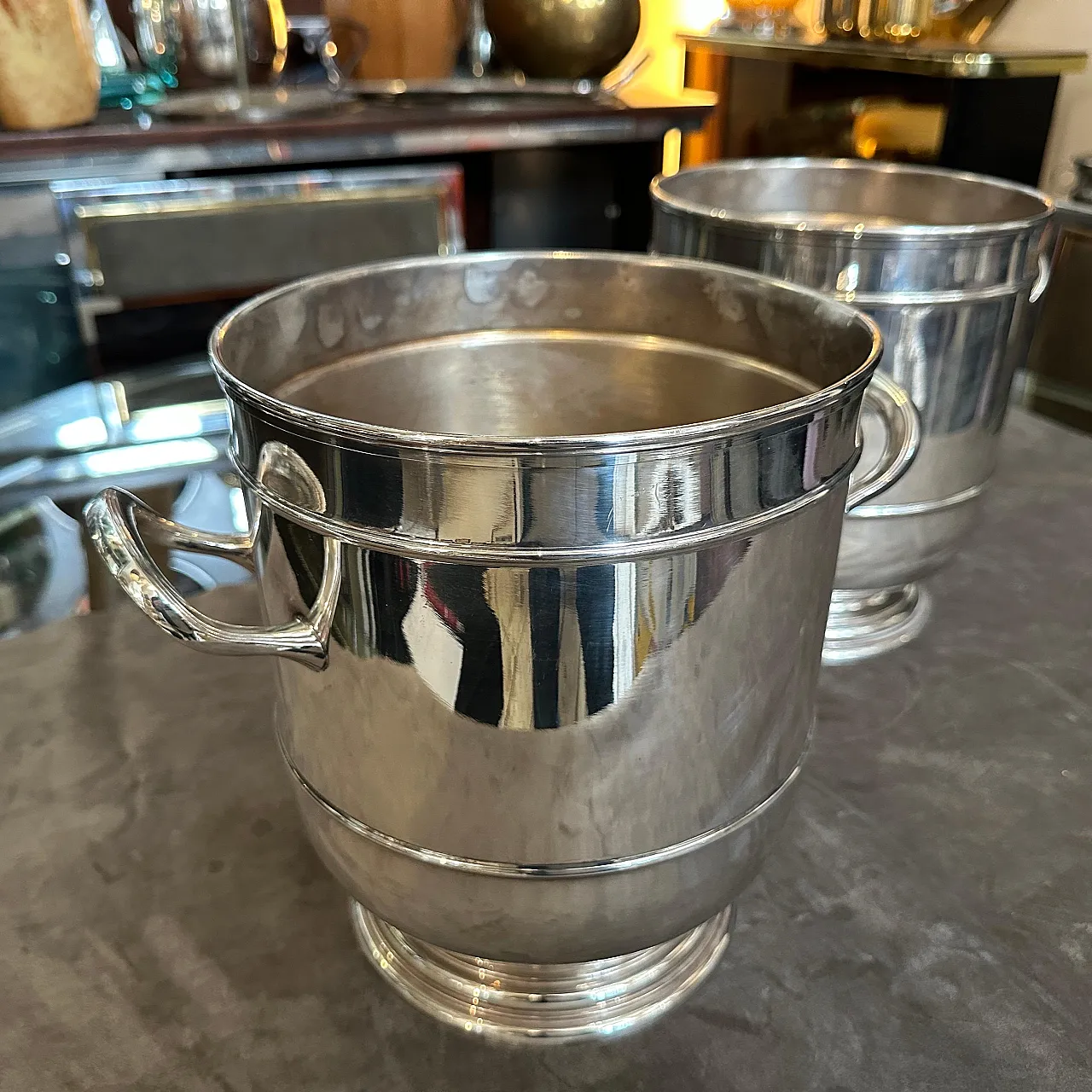 Pair of silver-plated wine coolers, 1970s 3