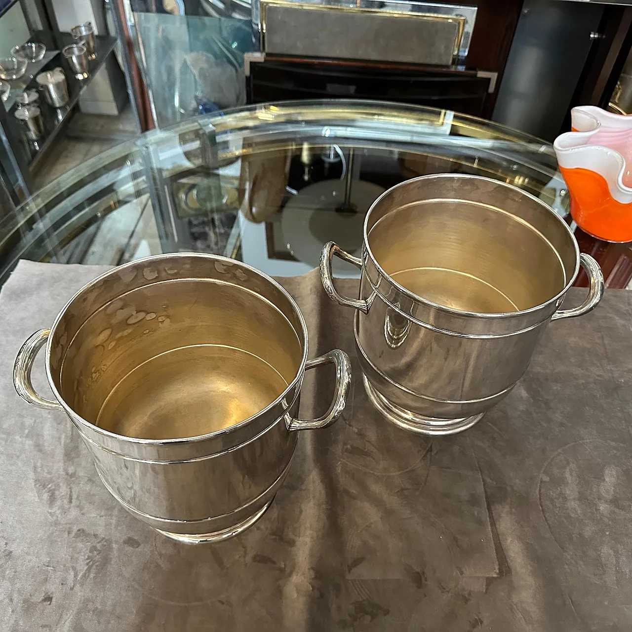 Pair of silver-plated wine coolers, 1970s 4