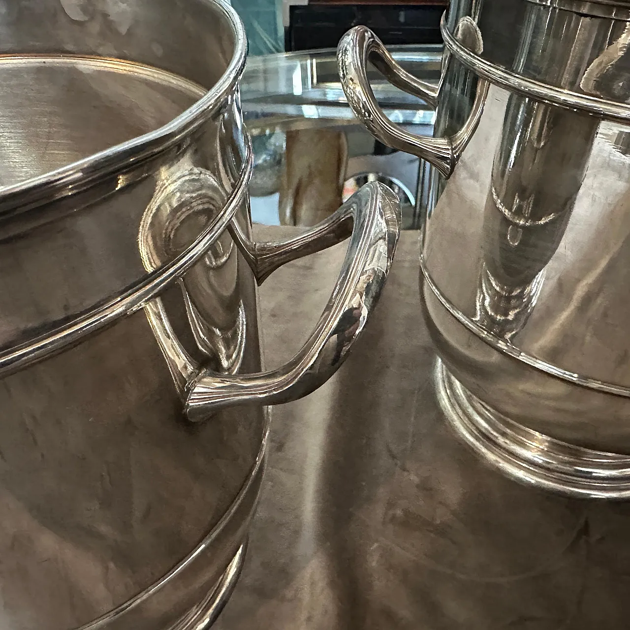 Pair of silver-plated wine coolers, 1970s 5