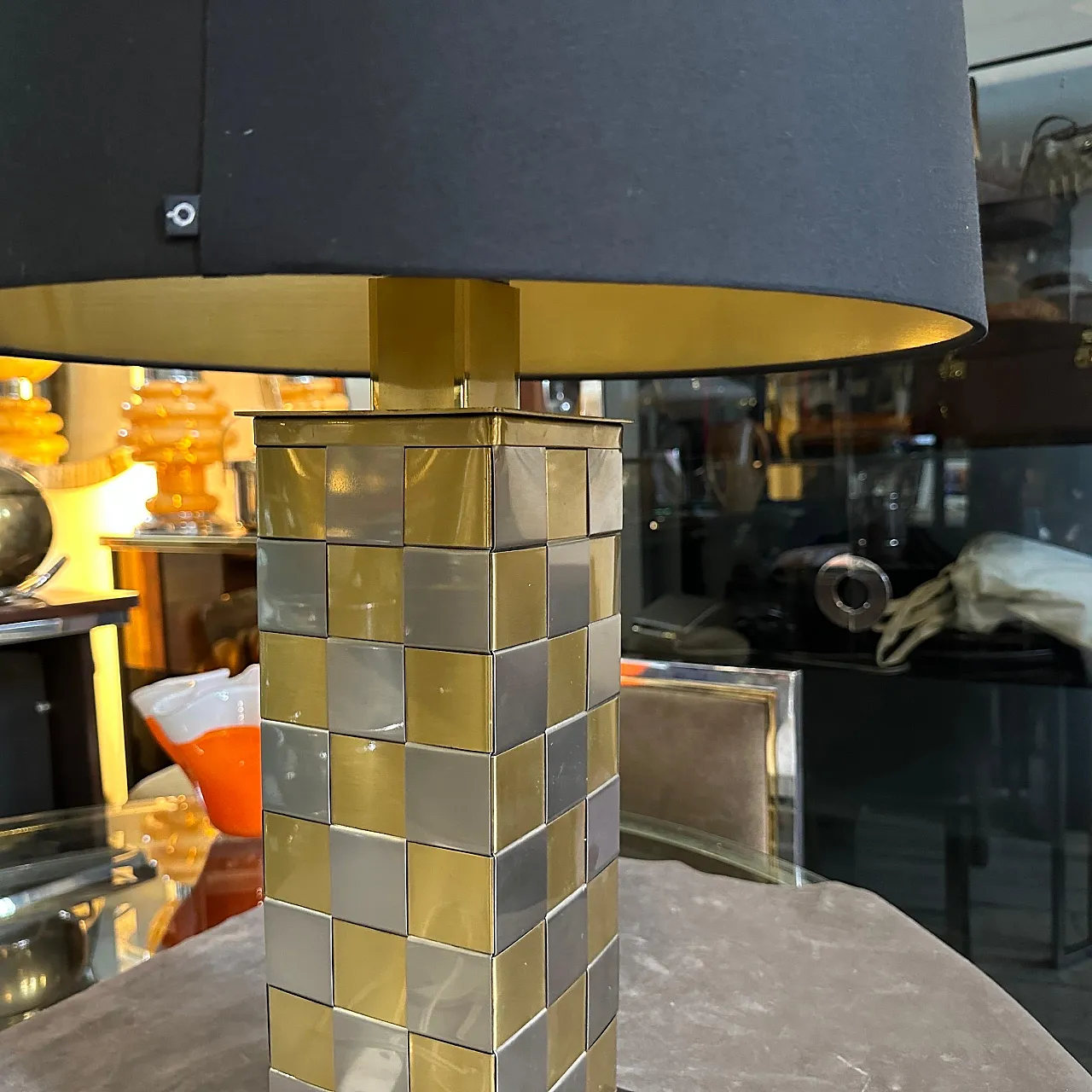 Lampada da tavolo in metallo alla maniera di Willy Rizzo, anni '70 6