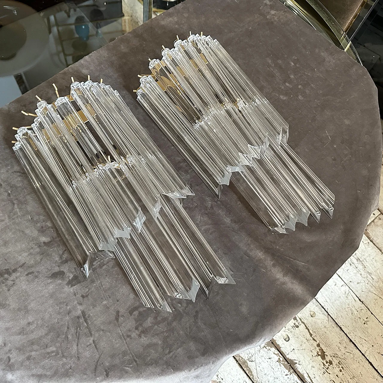 Pair of Murano glass wall sconces by Venini, 1970s 7