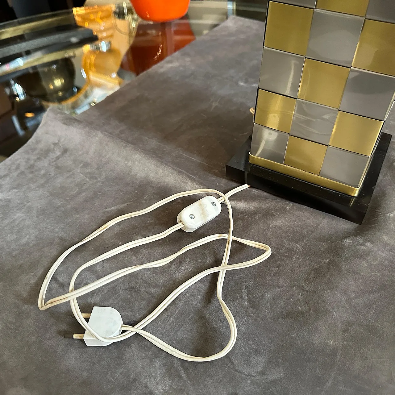 Lampada da tavolo in metallo alla maniera di Willy Rizzo, anni '70 7