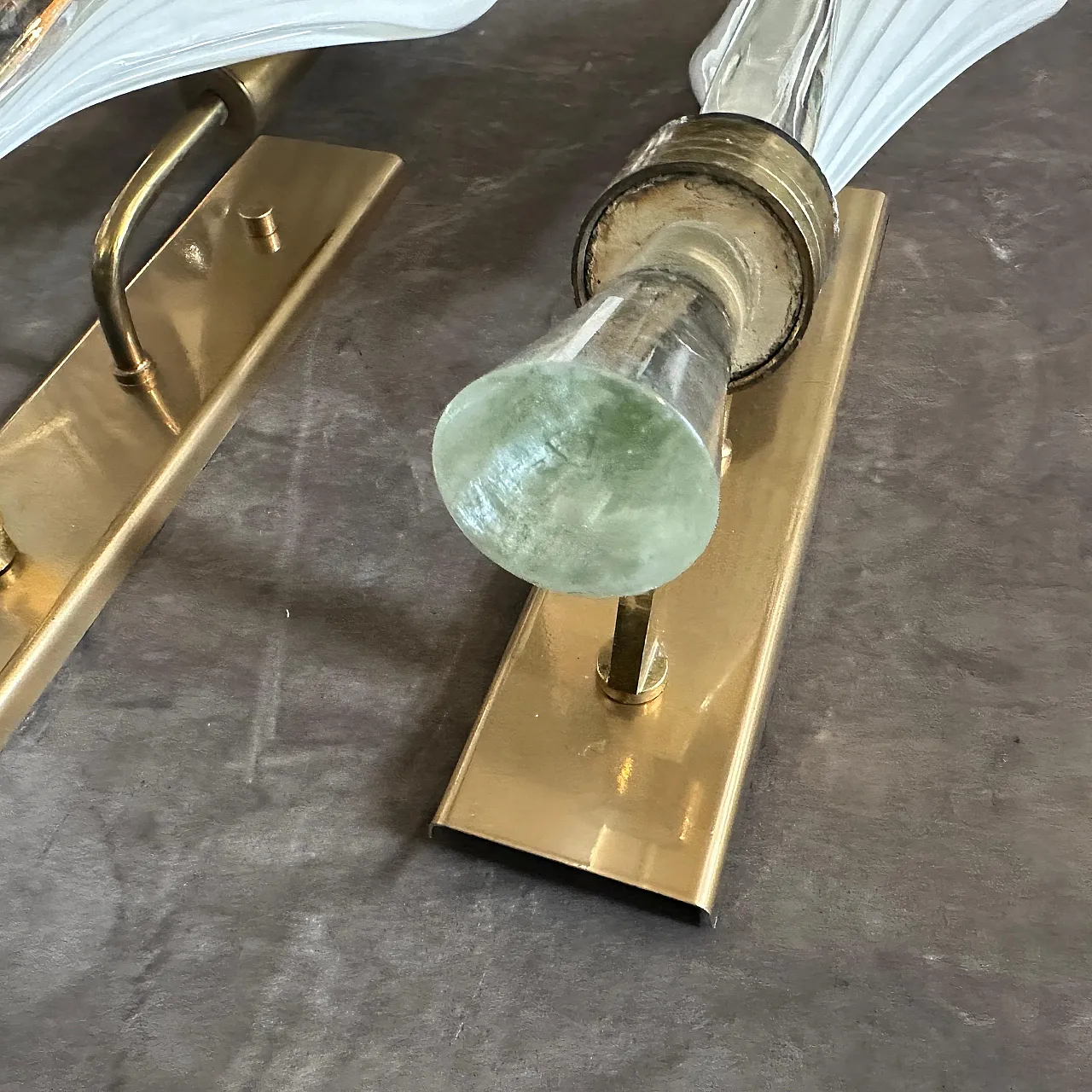 Pair of Murano glass wall sconces by Franco Luce, 1970s 10