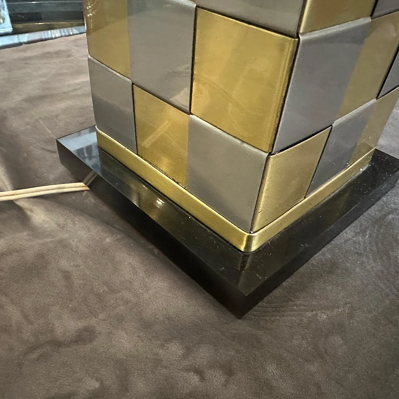 Lampada da tavolo in metallo alla maniera di Willy Rizzo, anni '70 12