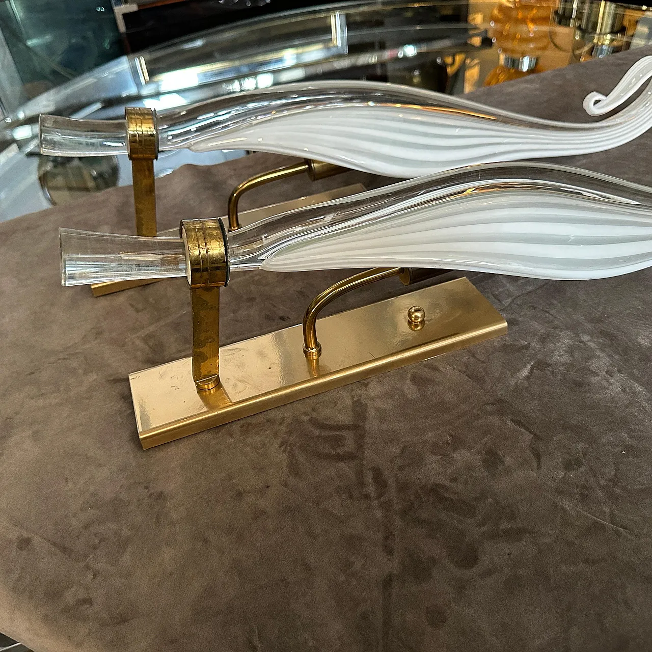 Pair of Murano glass wall sconces by Franco Luce, 1970s 12