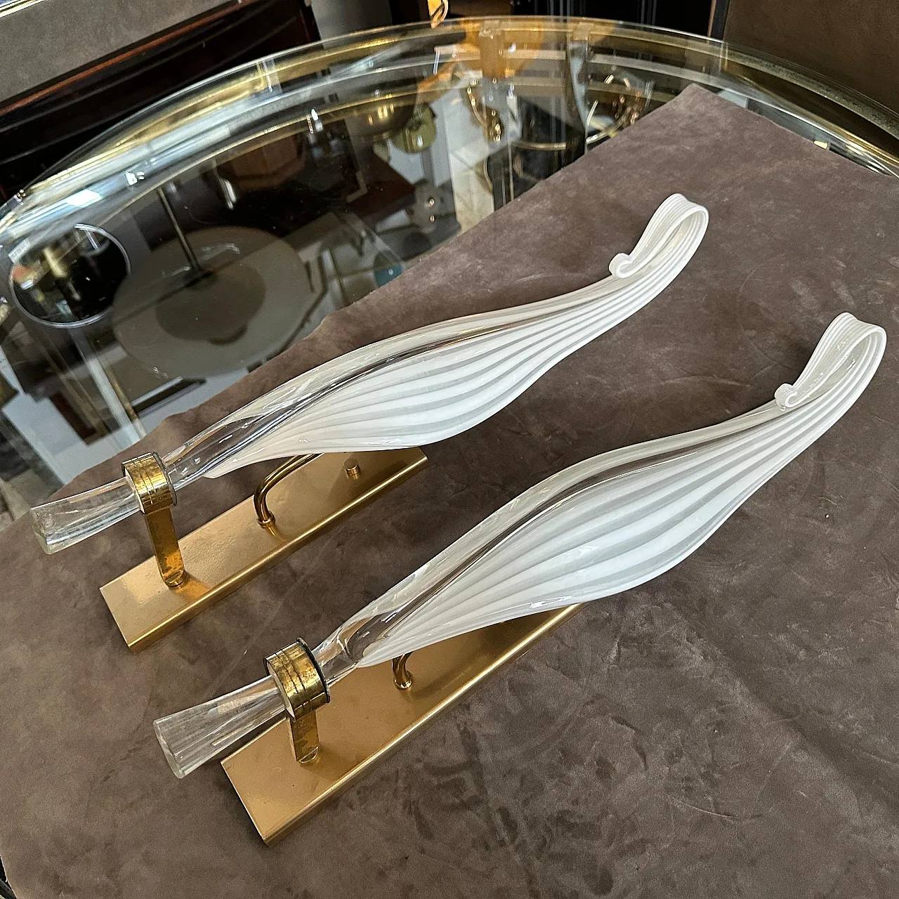 Pair of Murano glass wall sconces by Franco Luce, 1970s 13