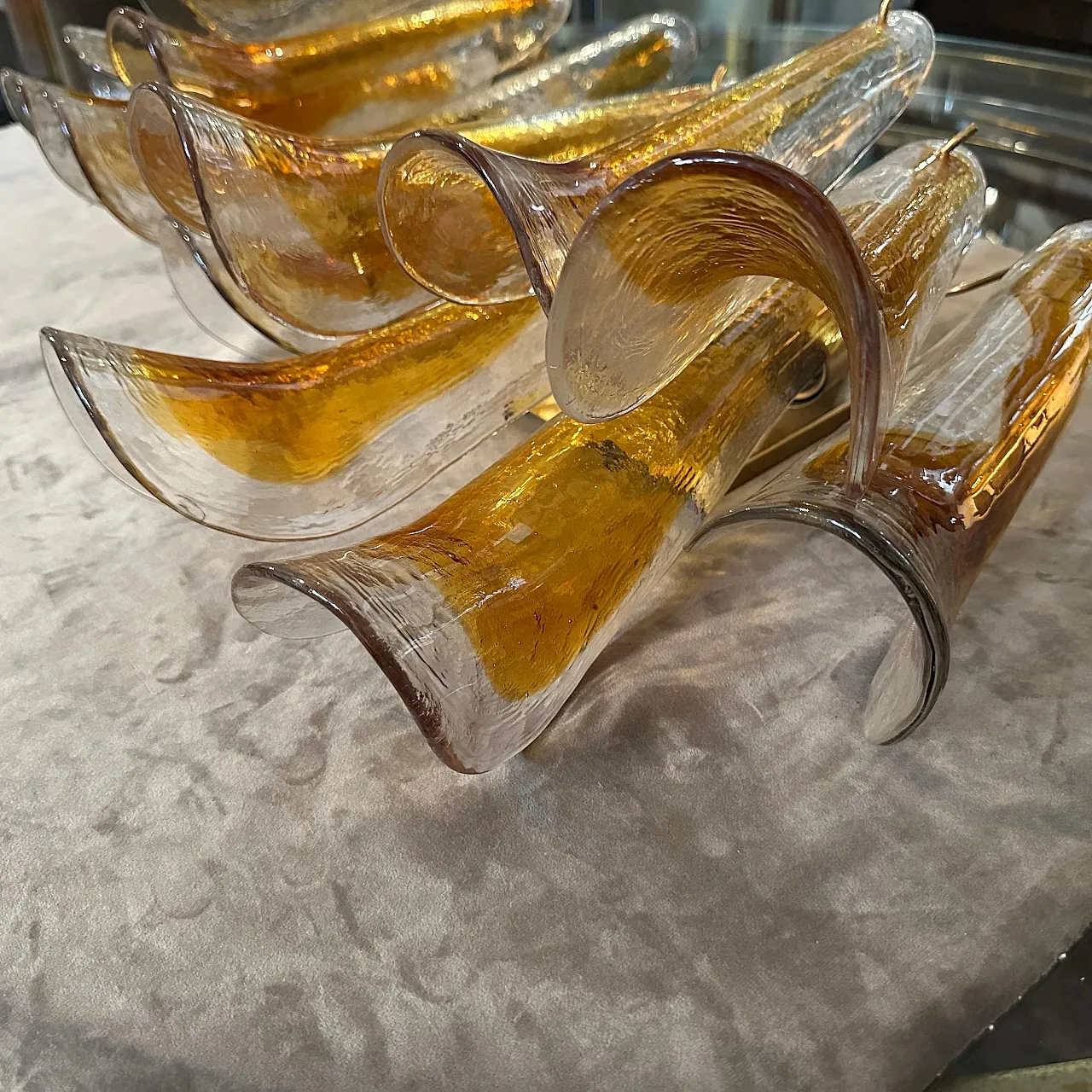 Pair of Murano glass petal wall lamps, 1970s 19