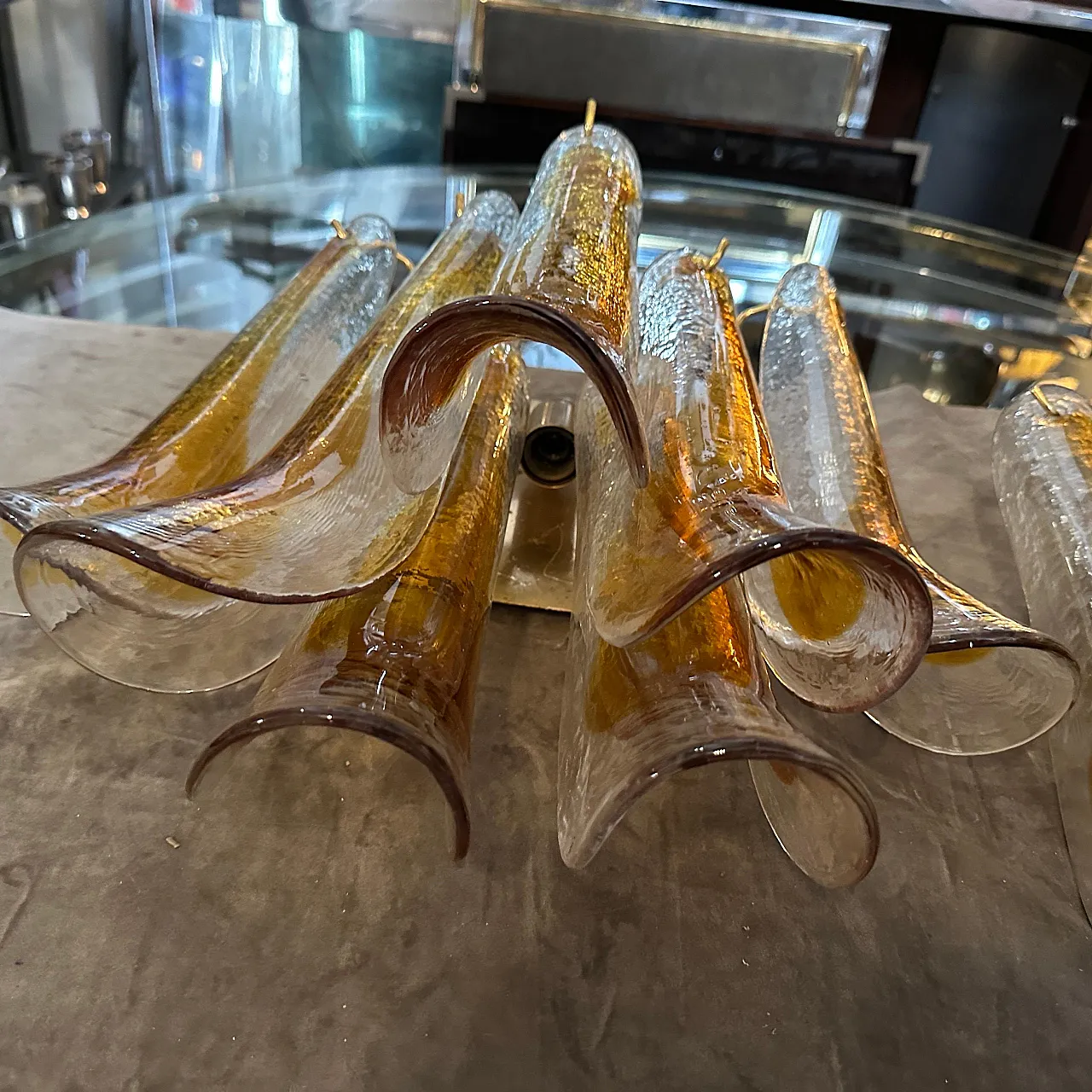 Pair of Murano glass petal wall lamps, 1970s 20