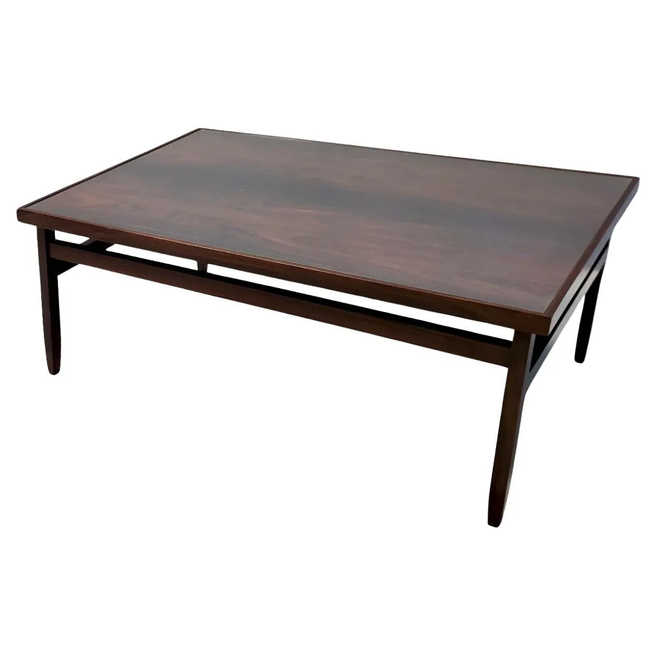 Rectangular Ebonized Walnut and Glass Coffee Table, 70s 1