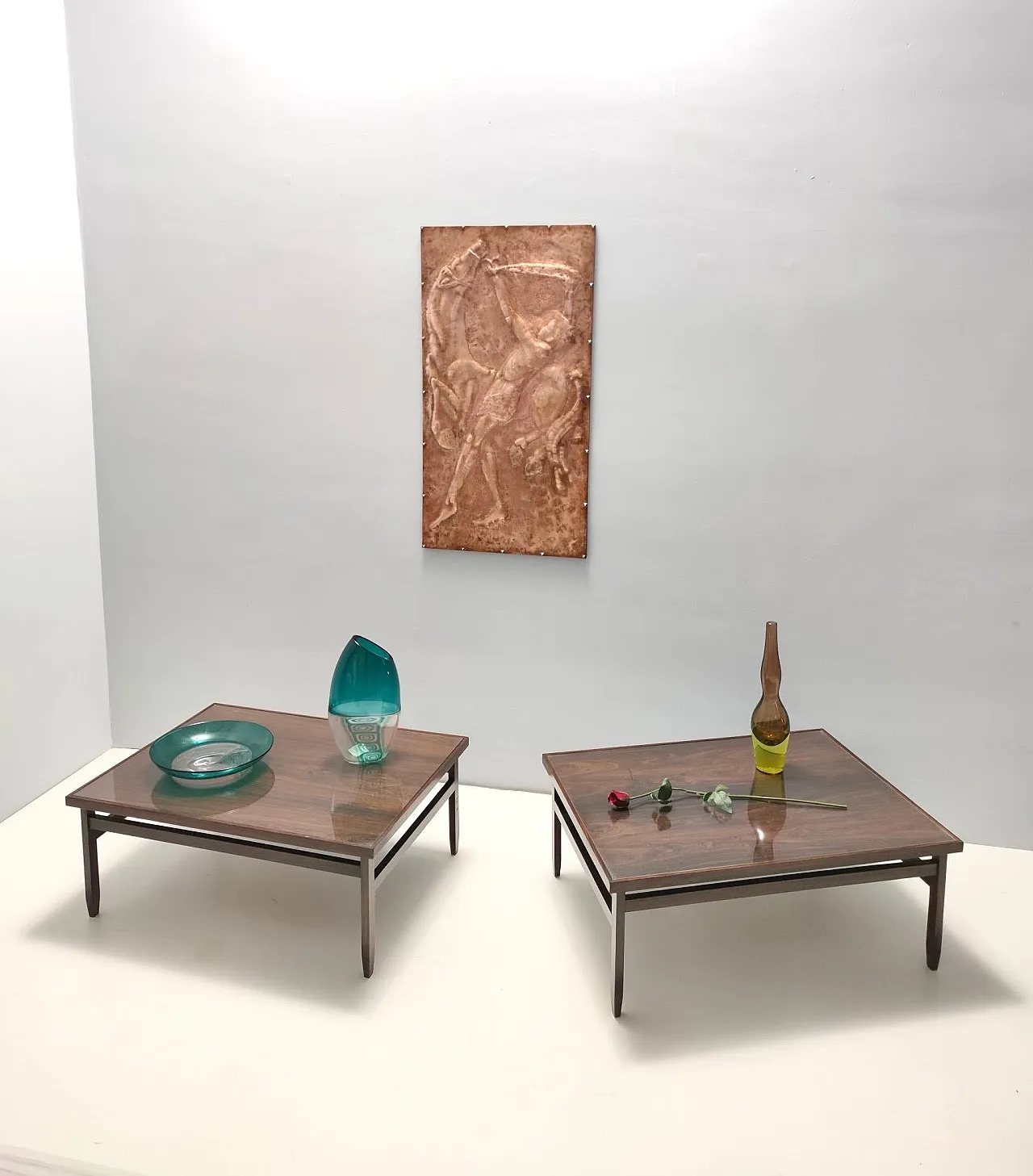 Rectangular Ebonized Walnut and Glass Coffee Table, 70s 2