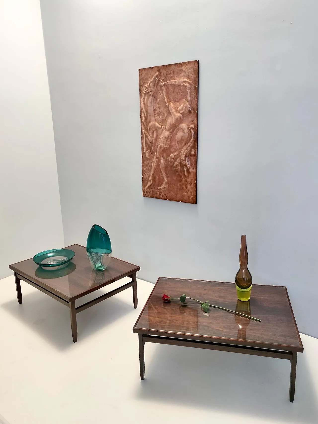 Rectangular Ebonized Walnut and Glass Coffee Table, 70s 3