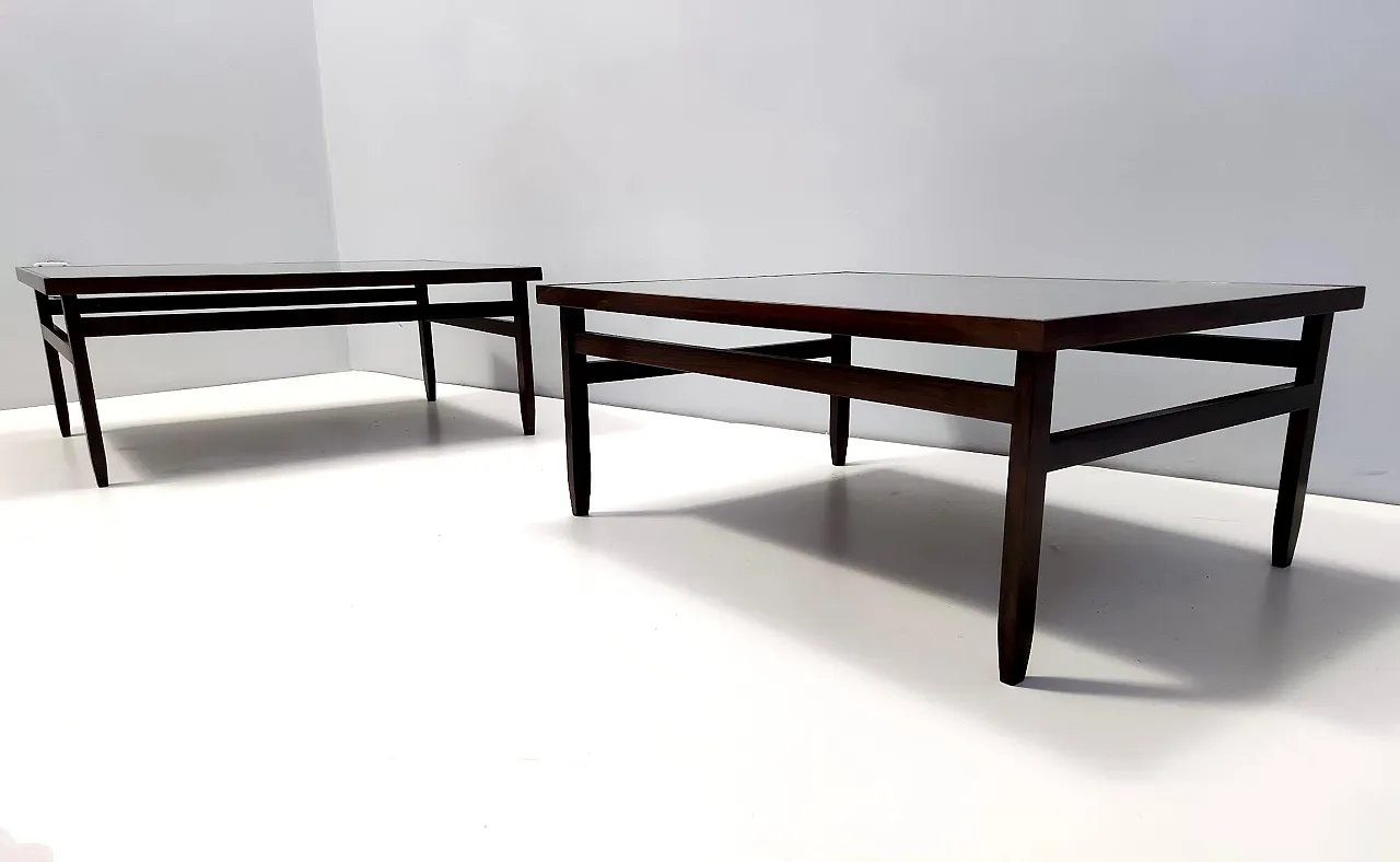 Rectangular Ebonized Walnut and Glass Coffee Table, 70s 5