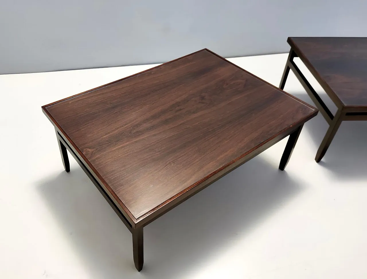 Rectangular Ebonized Walnut and Glass Coffee Table, 70s 12