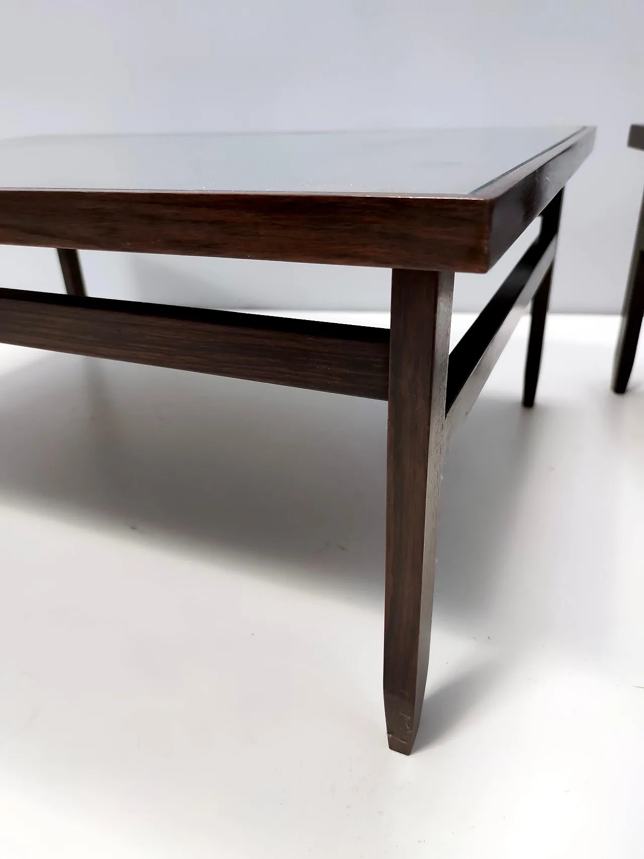 Rectangular Ebonized Walnut and Glass Coffee Table, 70s 15