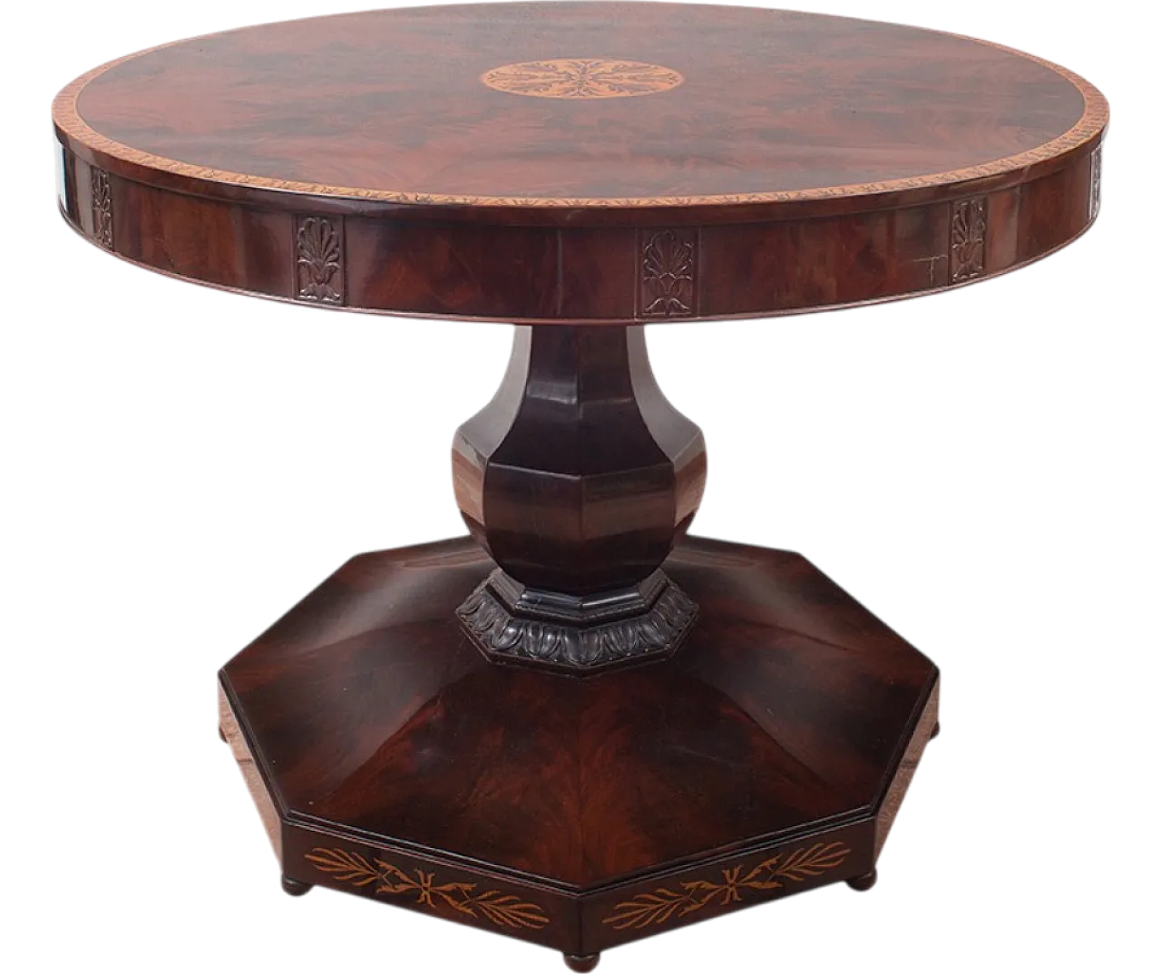 Smith Neapolitan table in mahogany feather with int grafts, 19th c. 5