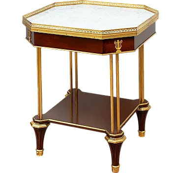 Octagonal table Napoleon III in mahogany with elem grafts, 19th c.