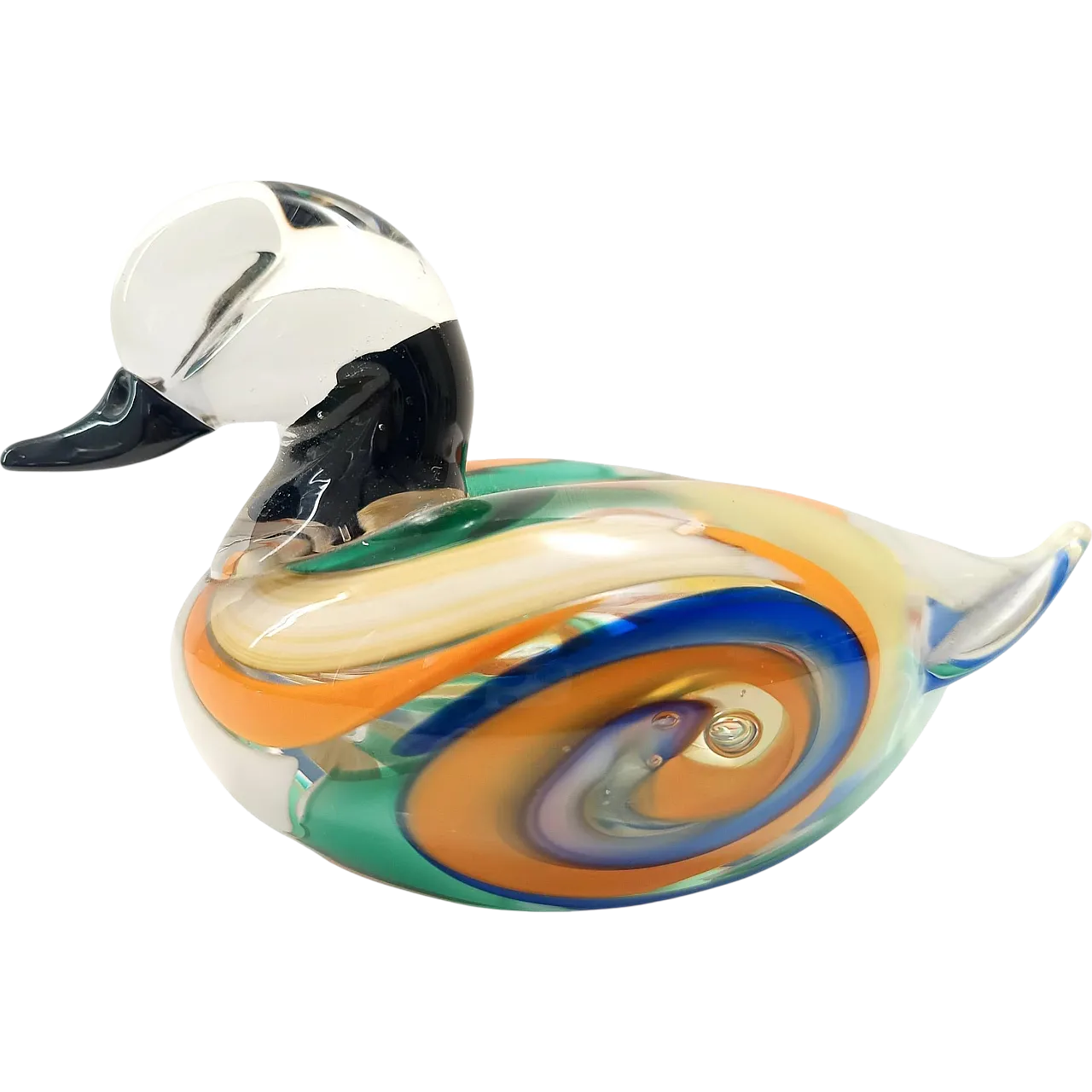Polychrome Murano Glass Duck, Italy 1980s 13