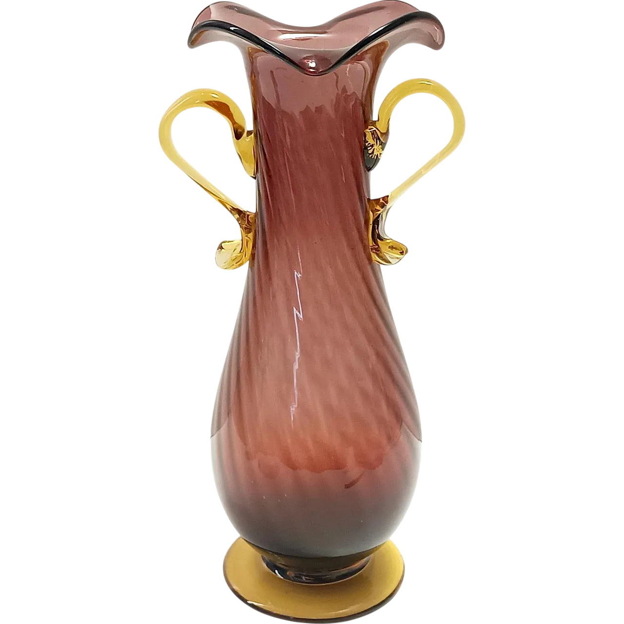 Brown and Yellow Murano Glass Amphora Vase by Fratelli Toso, 50s 12