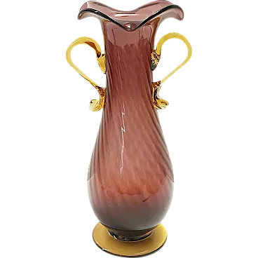Brown and Yellow Murano Glass Amphora Vase by Fratelli Toso, 50s