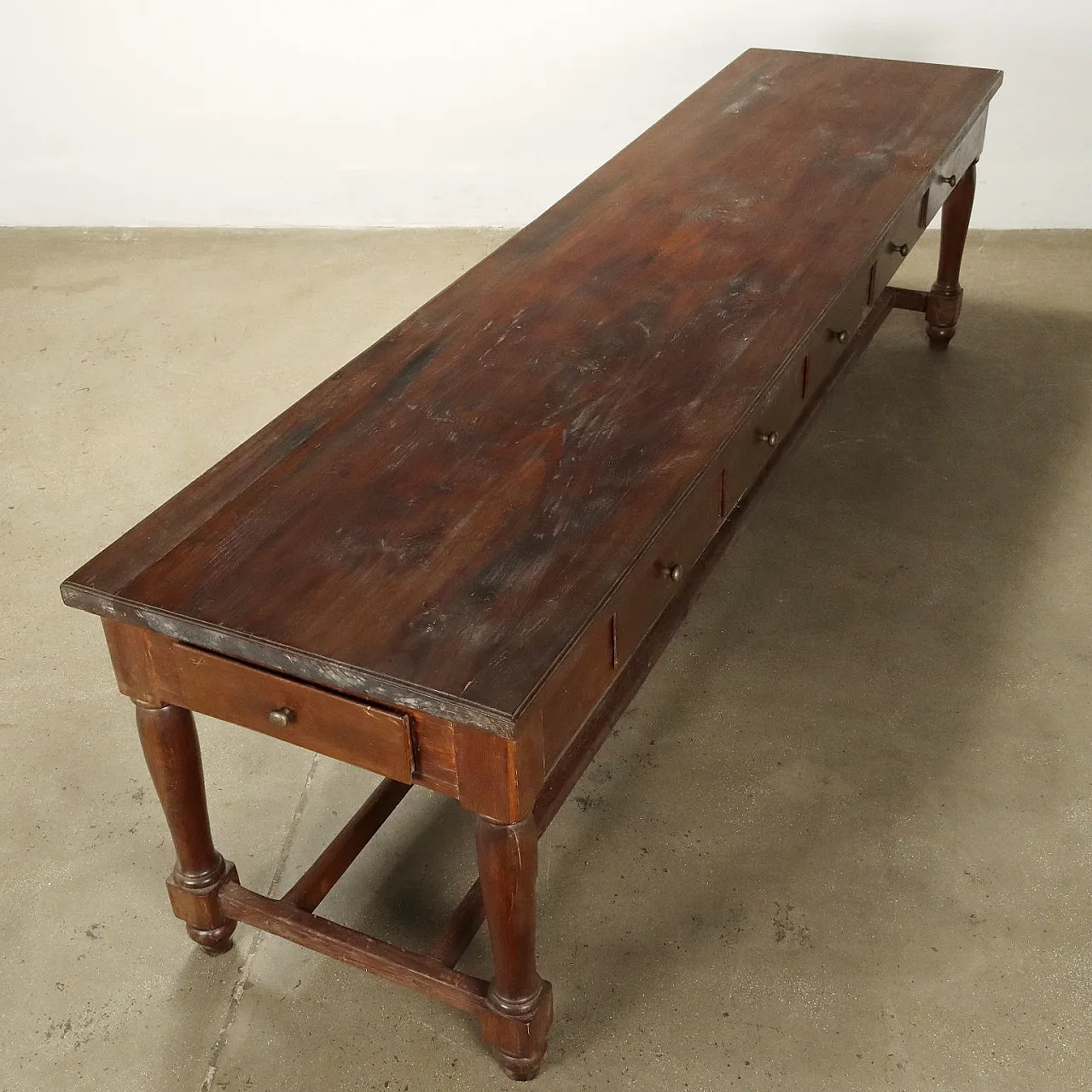 Banco da lavoro in abete, rovere e pioppo, inizio '900 4