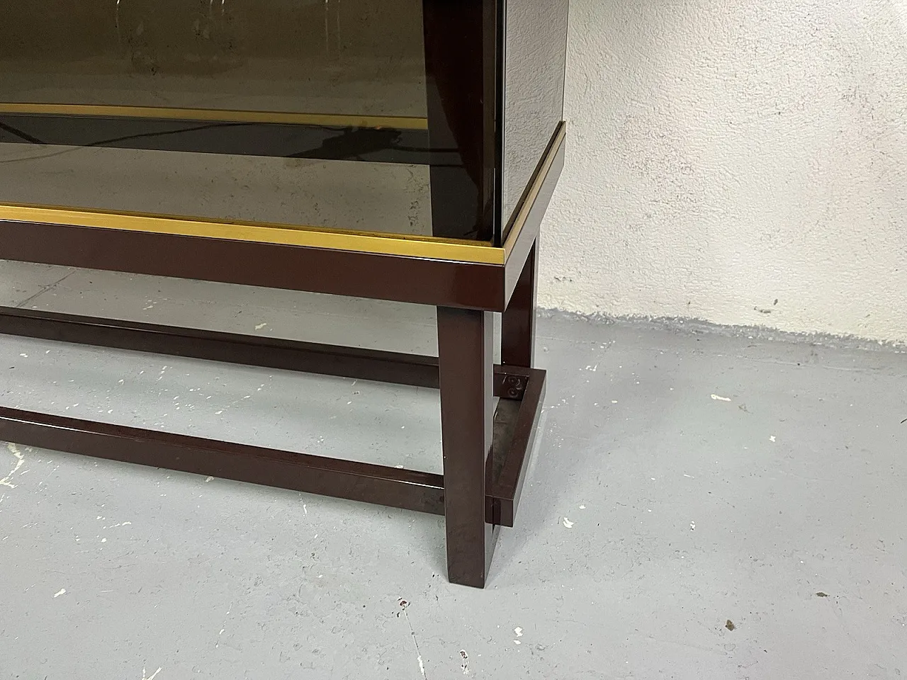 Consolle in metallo, vetro e ottone, anni '80 4