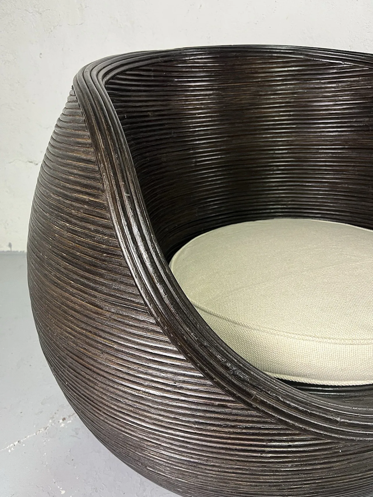 Pair of wicker and fabric armchairs by Vivai del Sud, 1980s 6