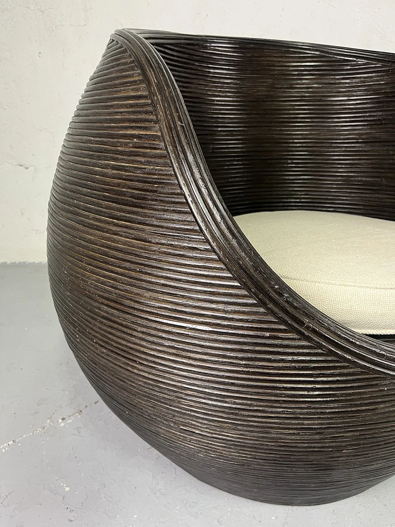 Pair of wicker and fabric armchairs by Vivai del Sud, 1980s 7