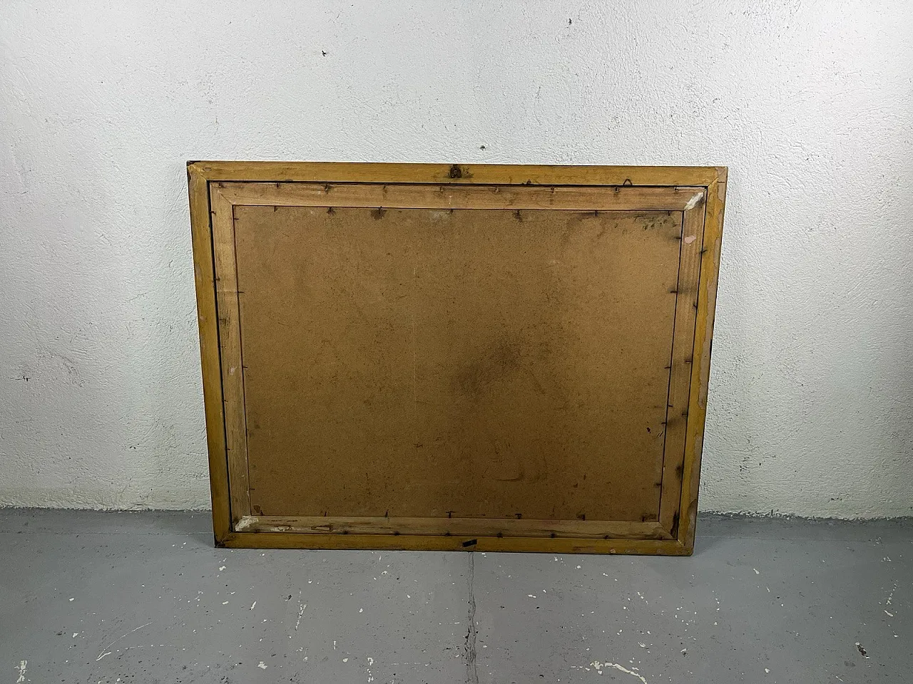 Paesaggio con casa rosa, dipinto cubista, anni '80 10