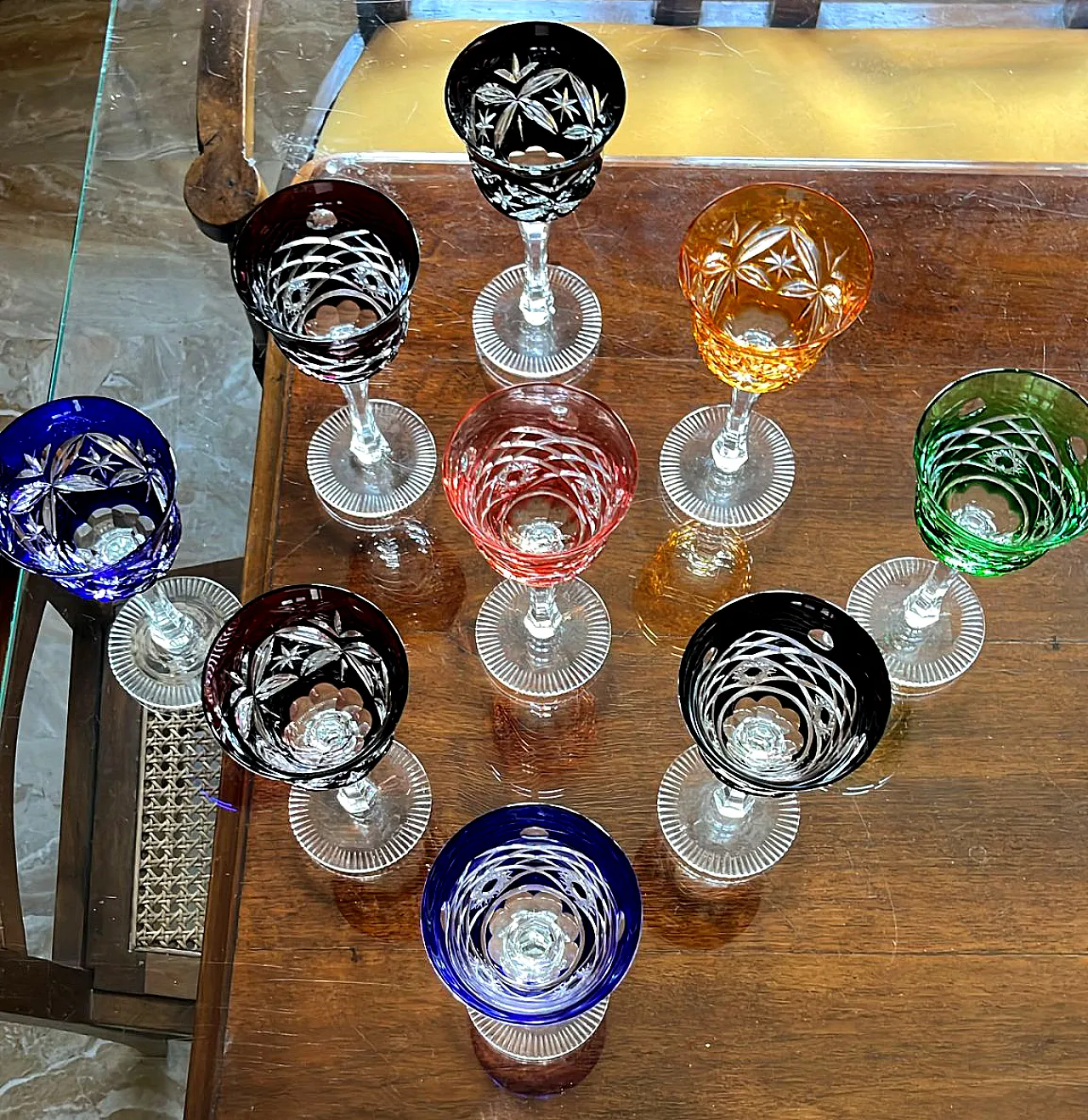 9 Calici Antichi in Cristallo di Boemia, primo '900 3