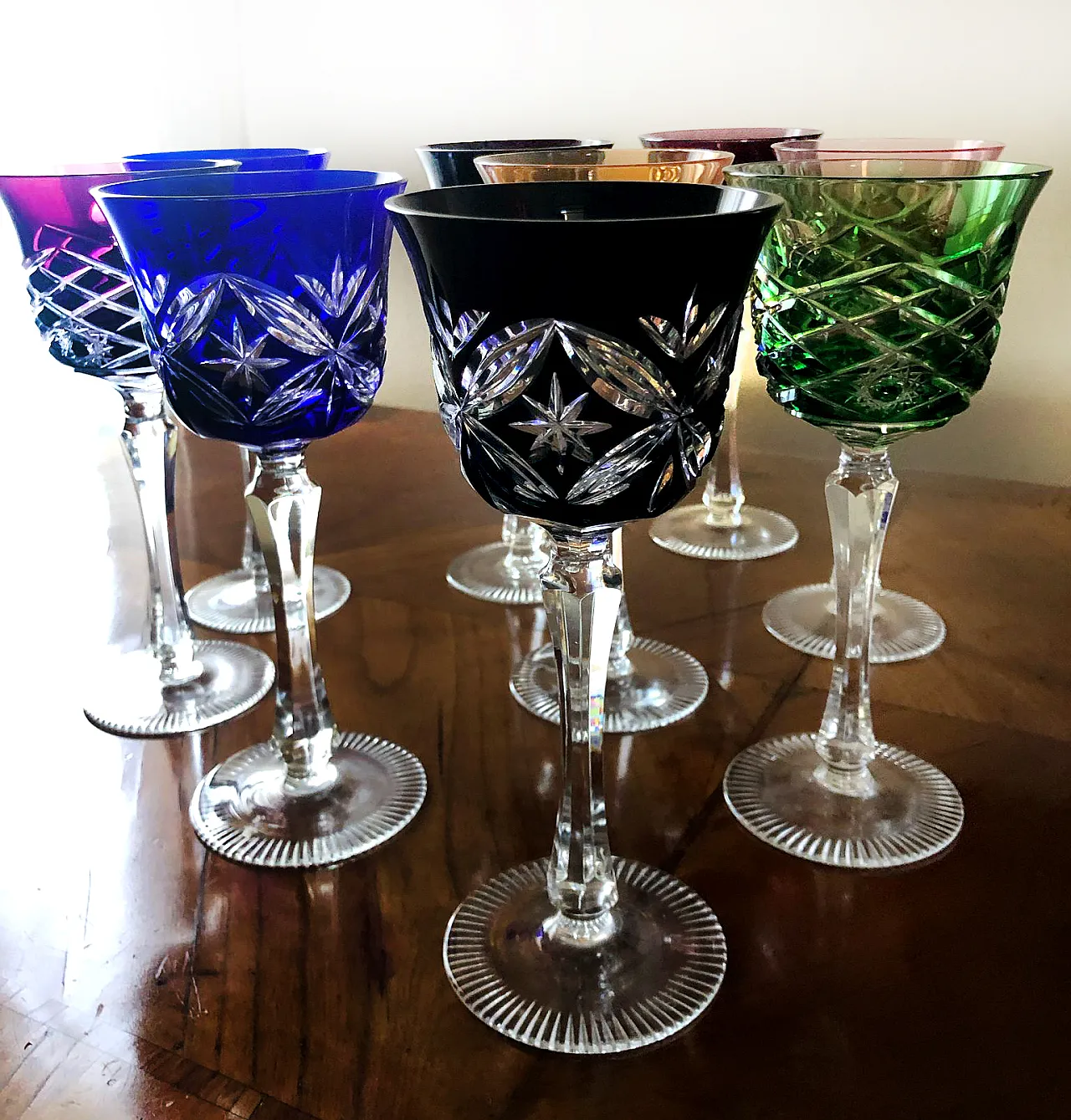 9 Calici Antichi in Cristallo di Boemia, primo '900 6