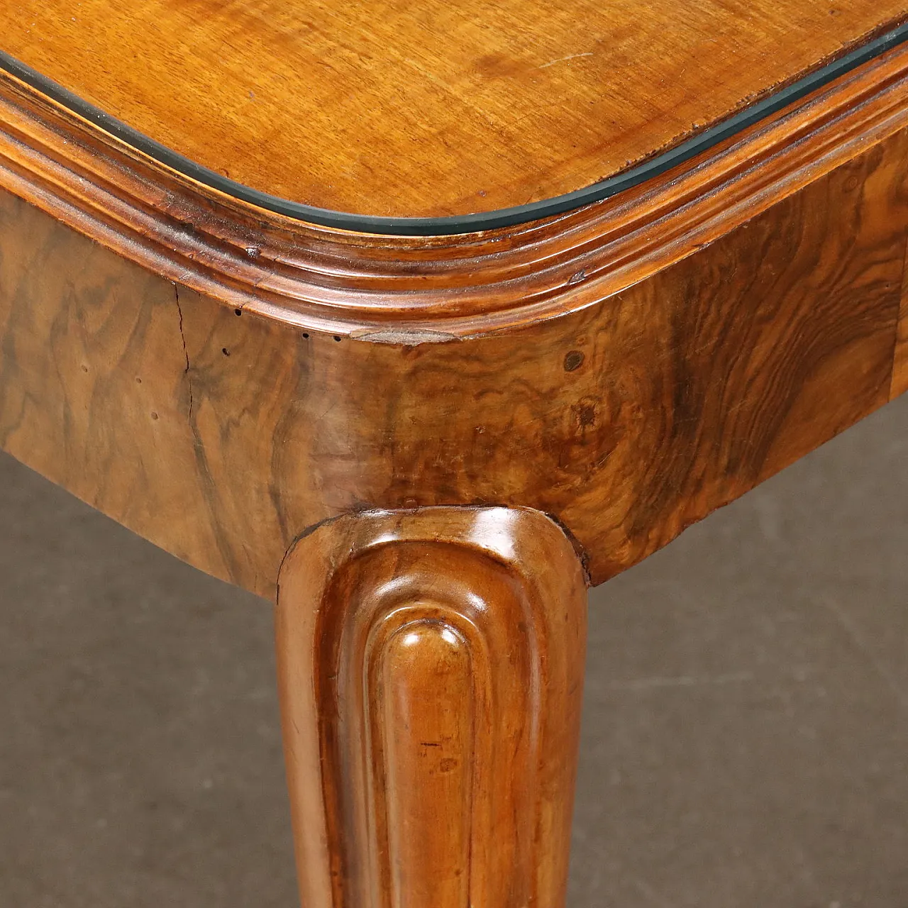 Table in briarwood and glass, early 20th century 4