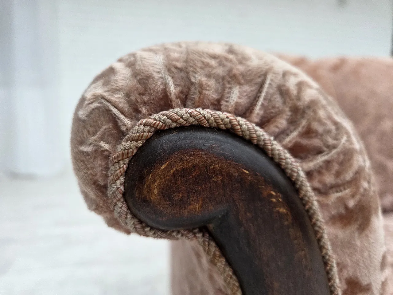 3-seater Danish sofa, original salmon pink velour, 1960s 5